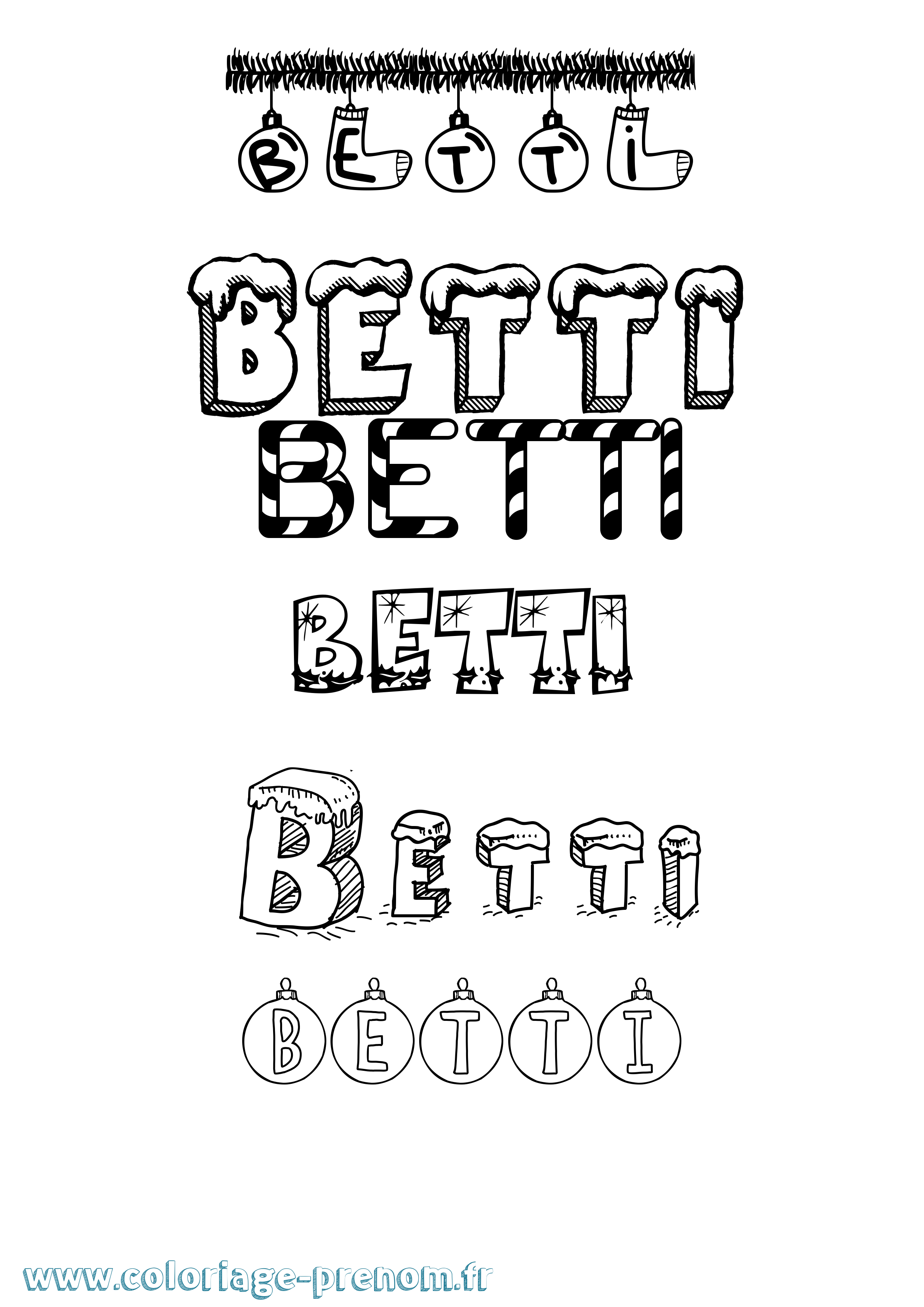 Coloriage Betti Noël Coloriage prénom Betti Noël