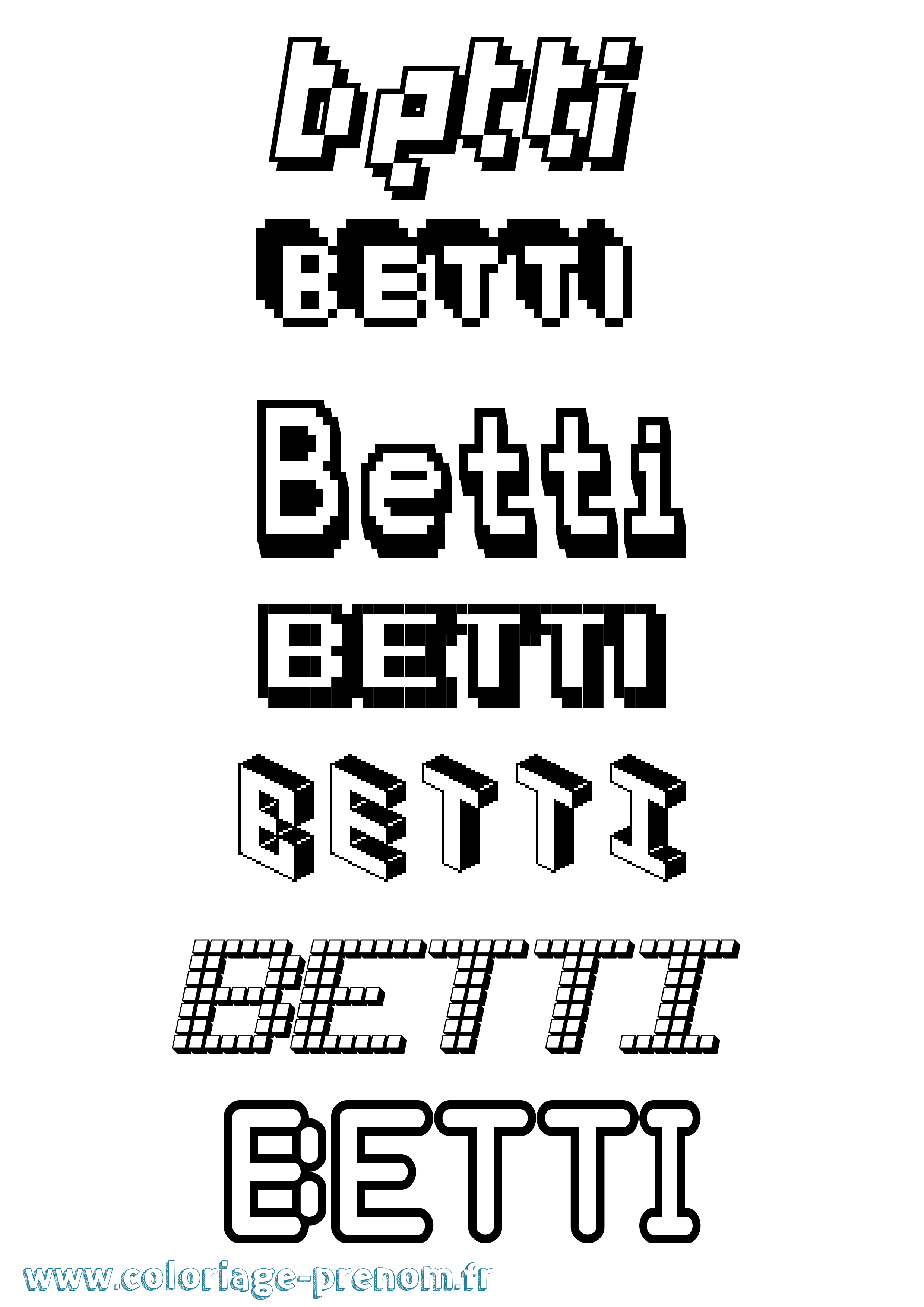 Coloriage Betti Pixel Coloriage prénom Betti Pixel
