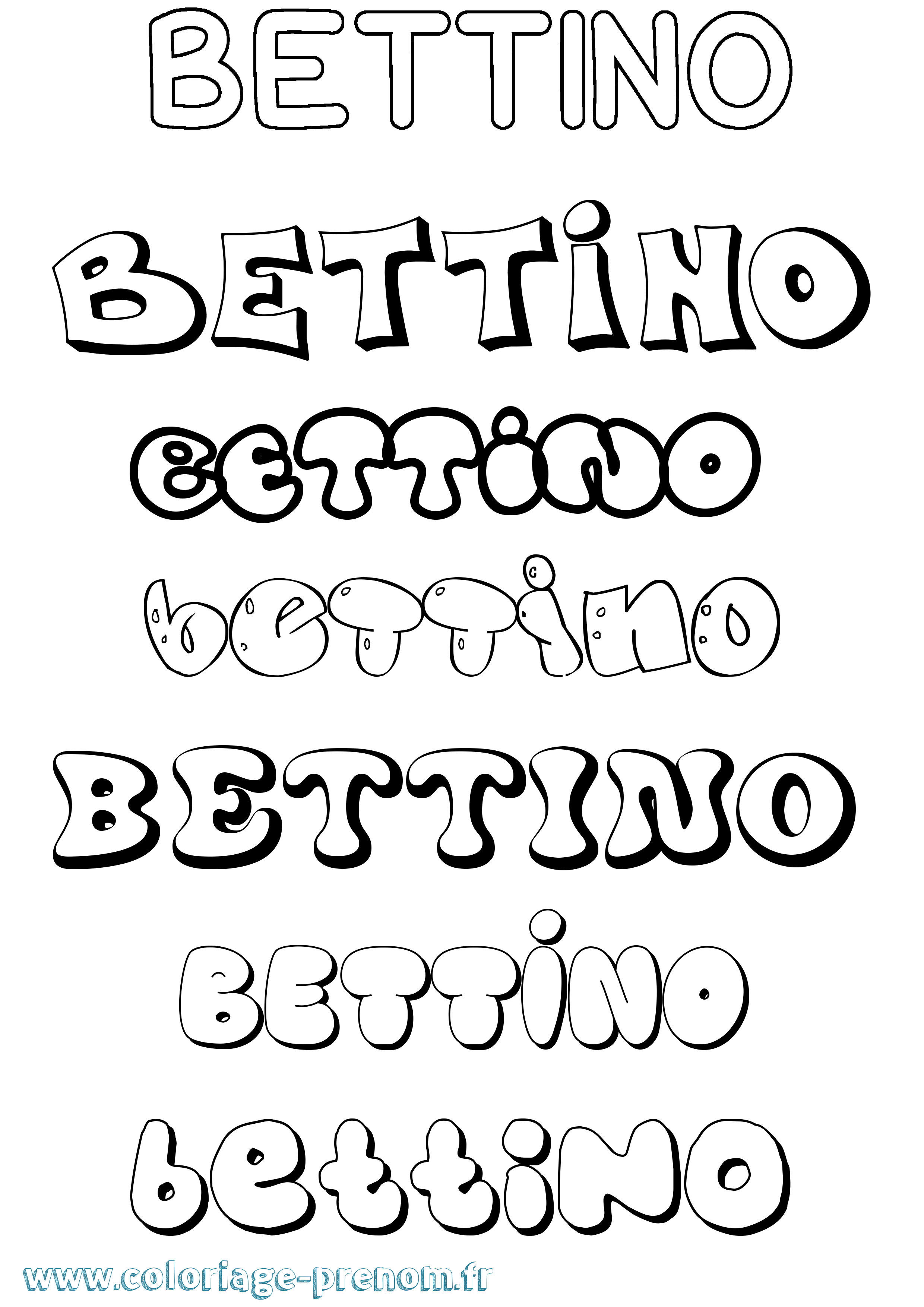 Coloriage Bettino Bubble Coloriage prénom Bettino Bubble