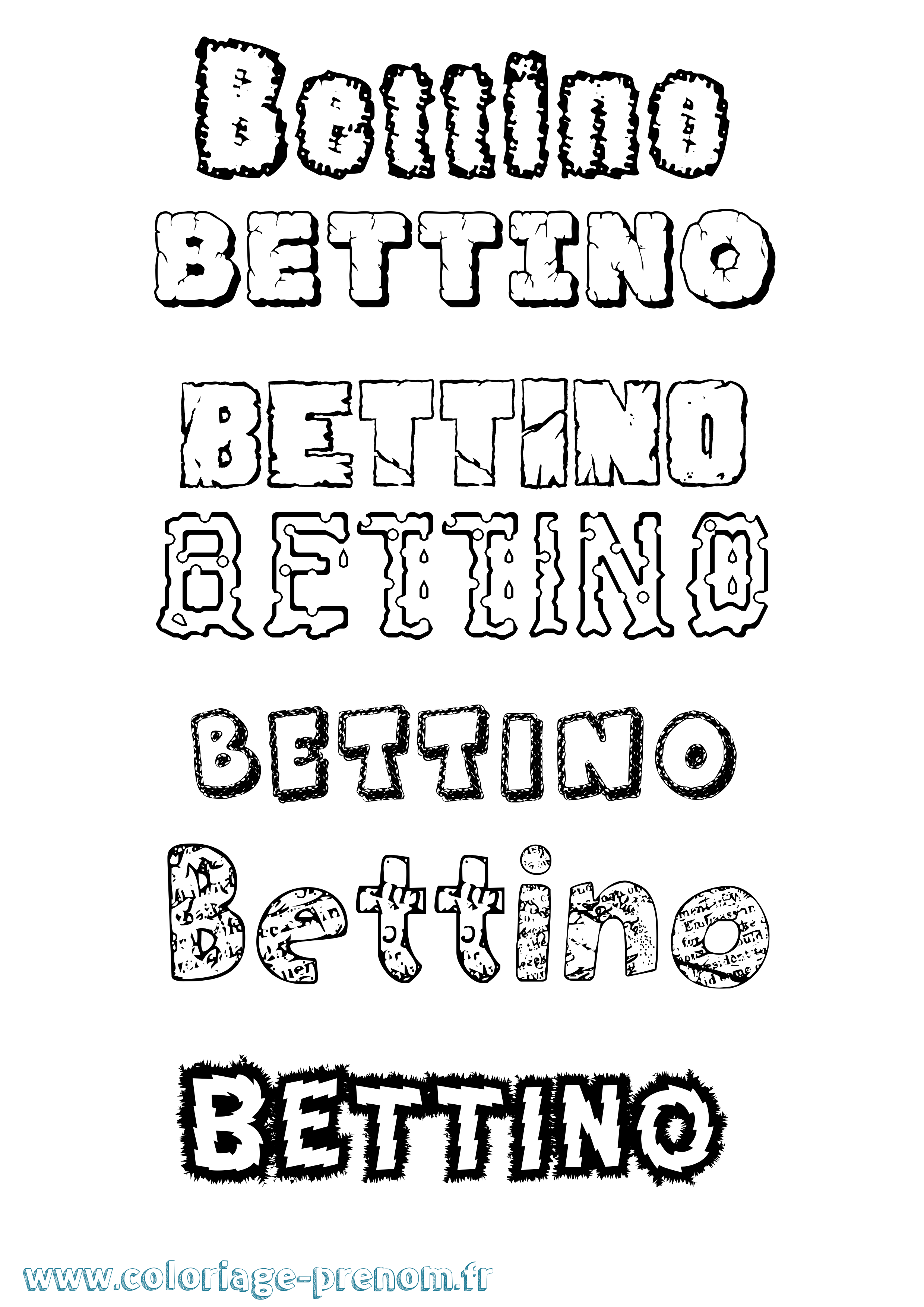 Coloriage Bettino Destructuré Coloriage prénom Bettino Destructuré