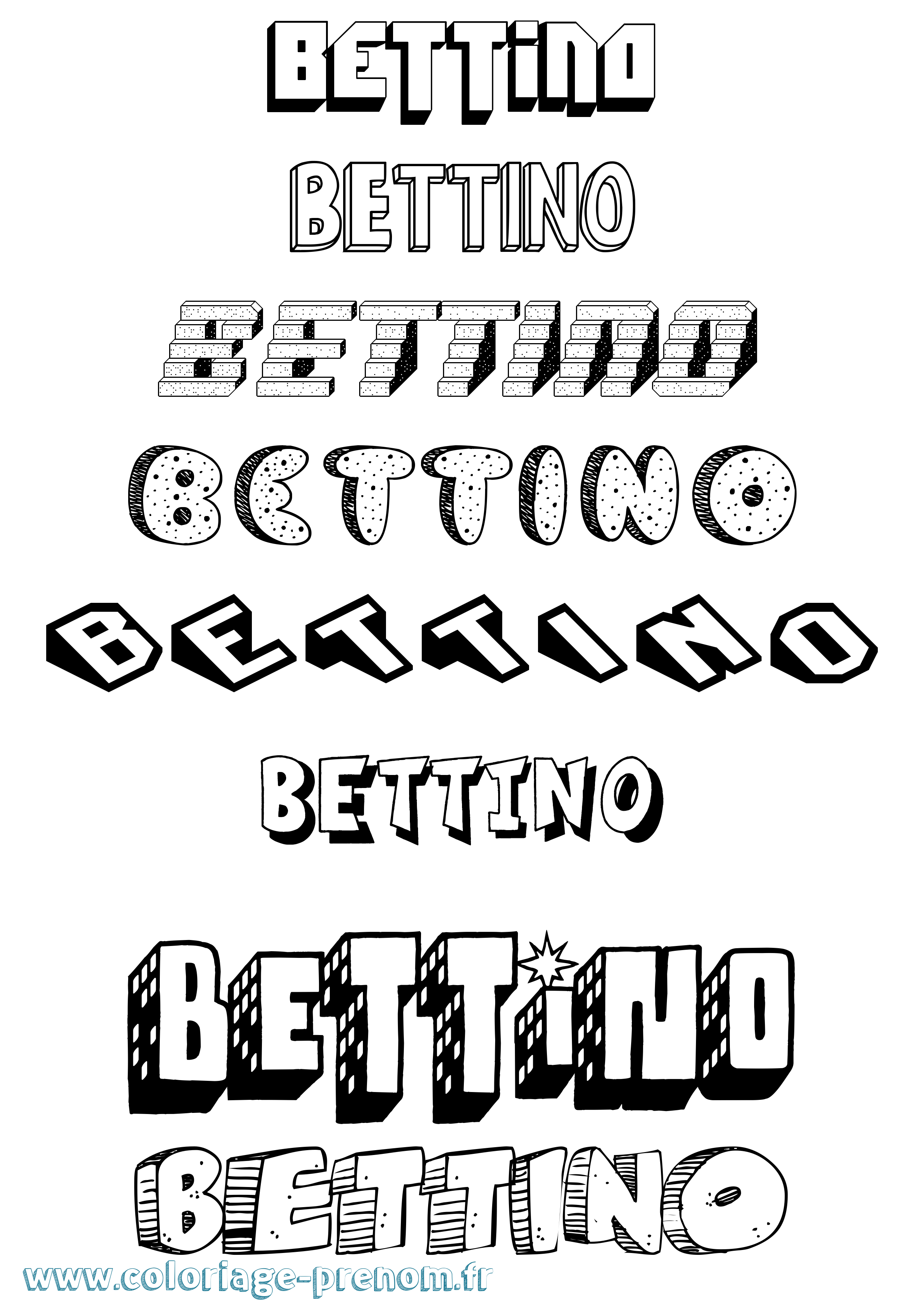 Coloriage Bettino Effet 3D Coloriage prénom Bettino Effet 3D