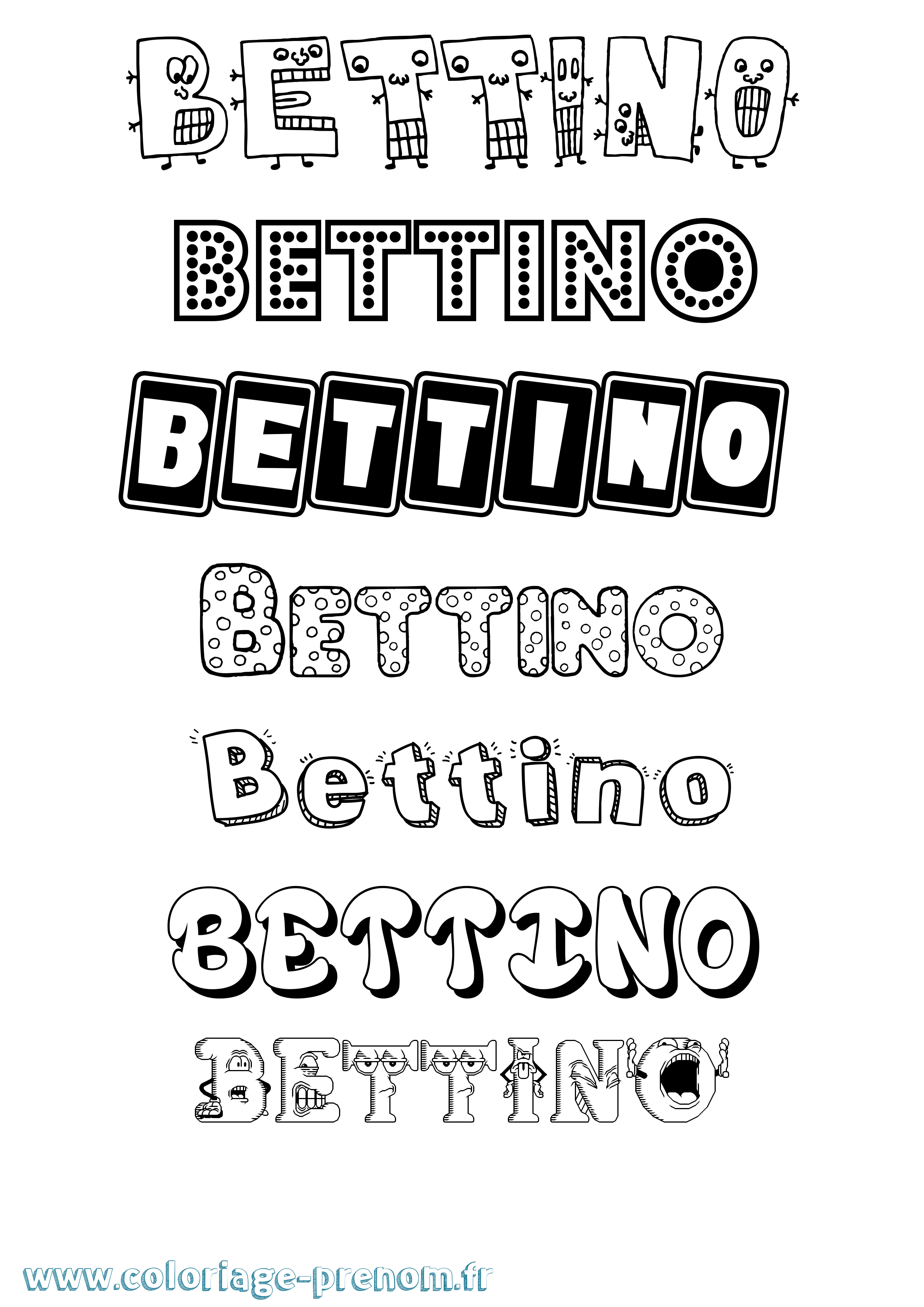 Coloriage Bettino Fun Coloriage prénom Bettino Fun