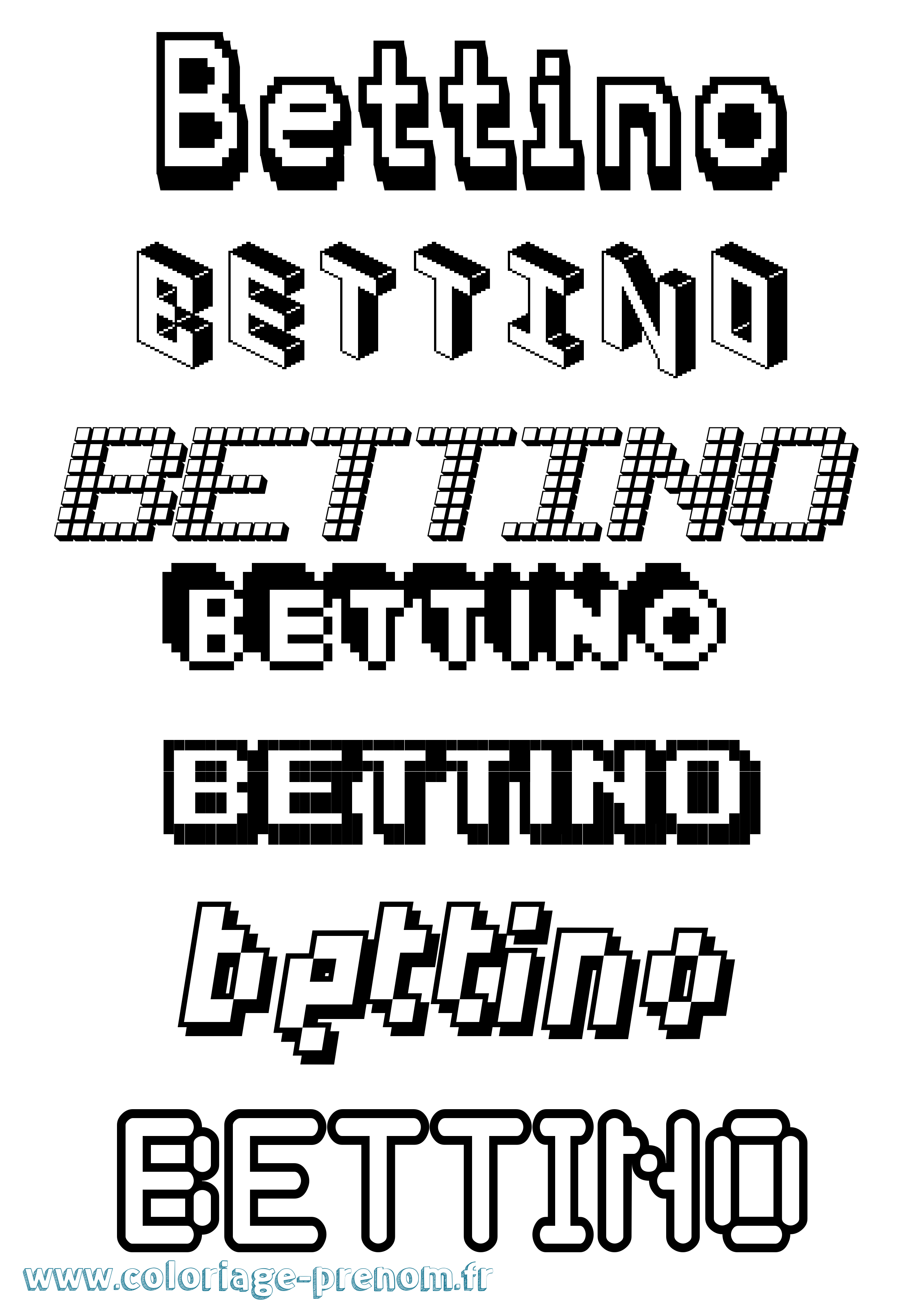 Coloriage Bettino Pixel Coloriage prénom Bettino Pixel