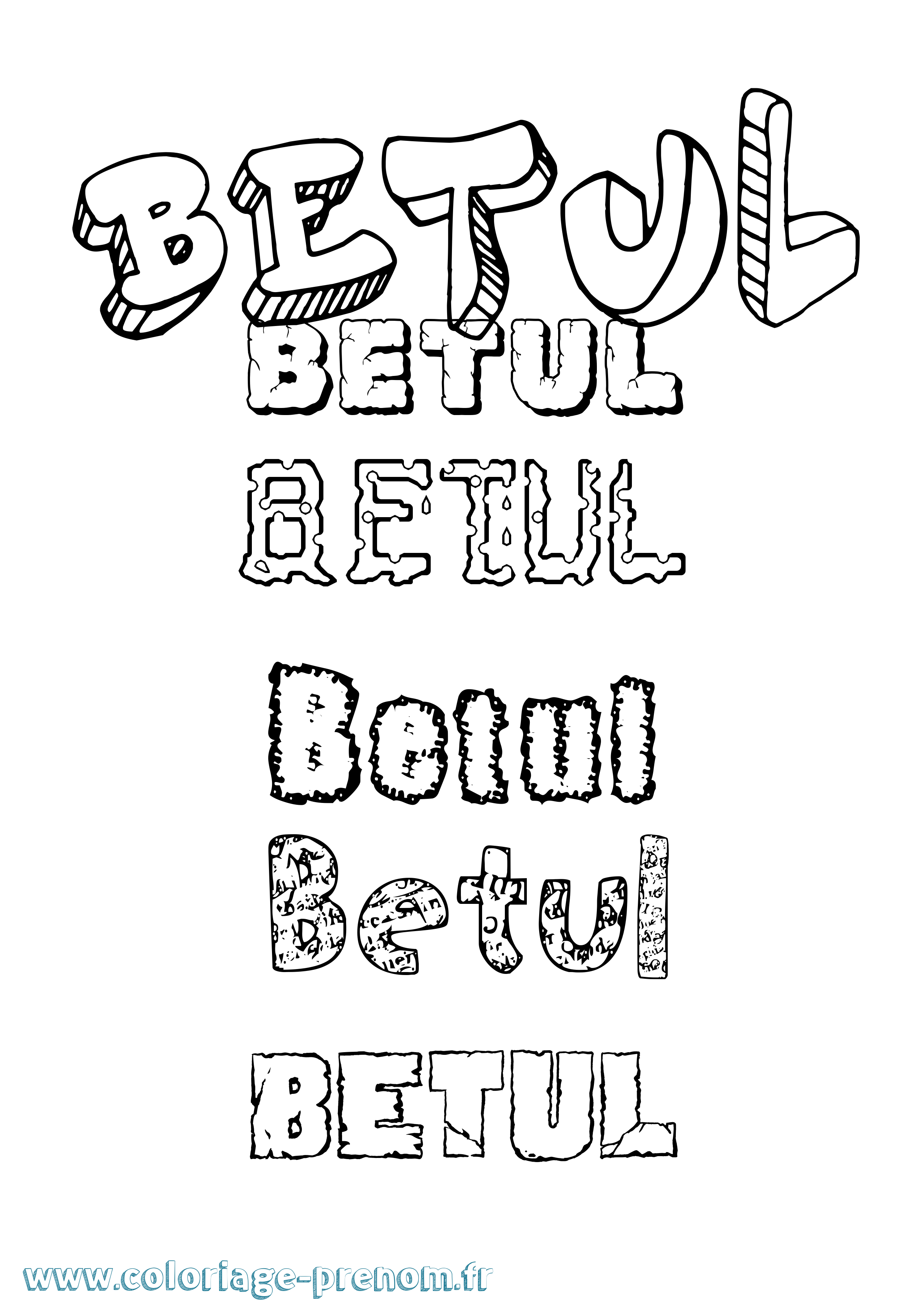 Coloriage Betul Destructuré Coloriage prénom Betul Destructuré