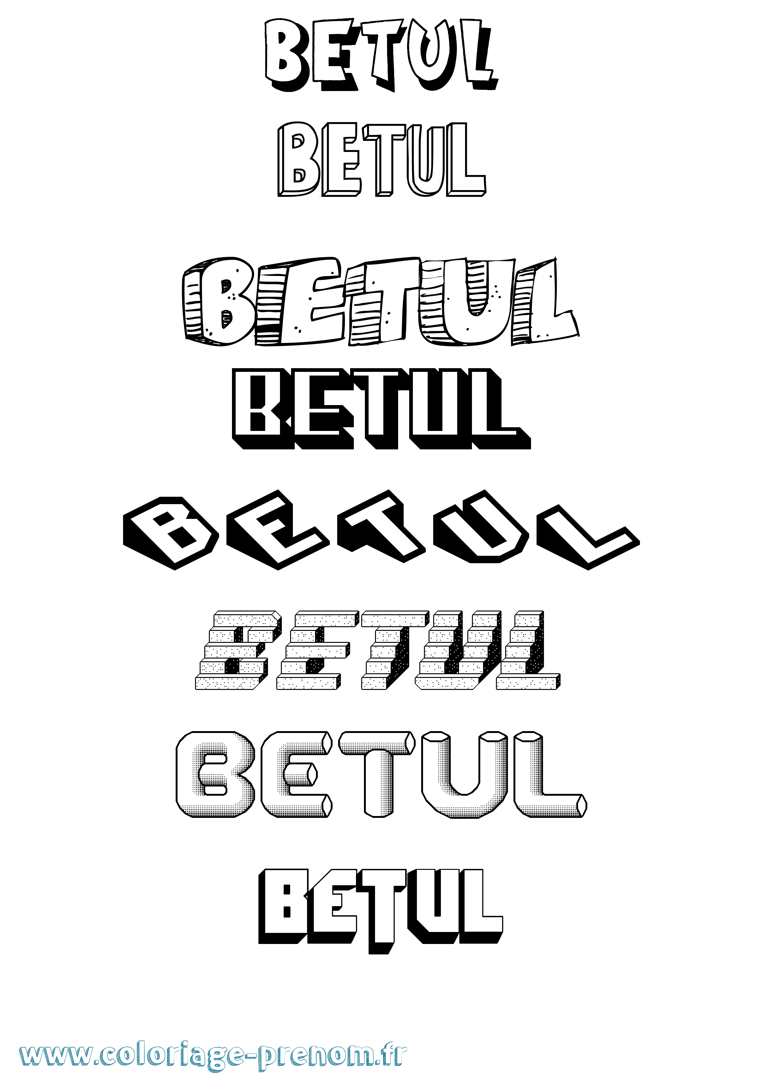 Coloriage Betul Effet 3D Coloriage prénom Betul Effet 3D