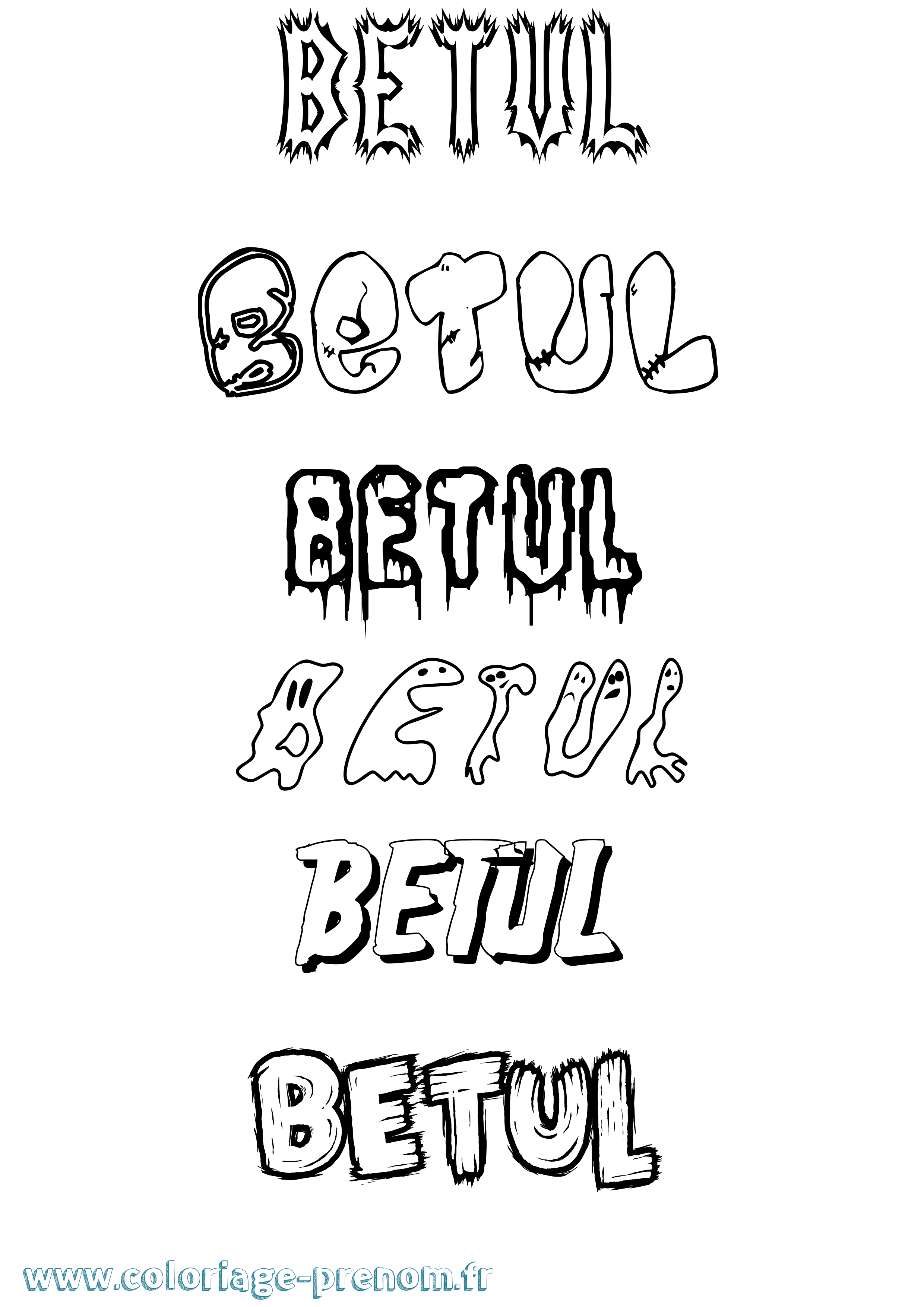Coloriage Betul Frisson Coloriage prénom Betul Frisson