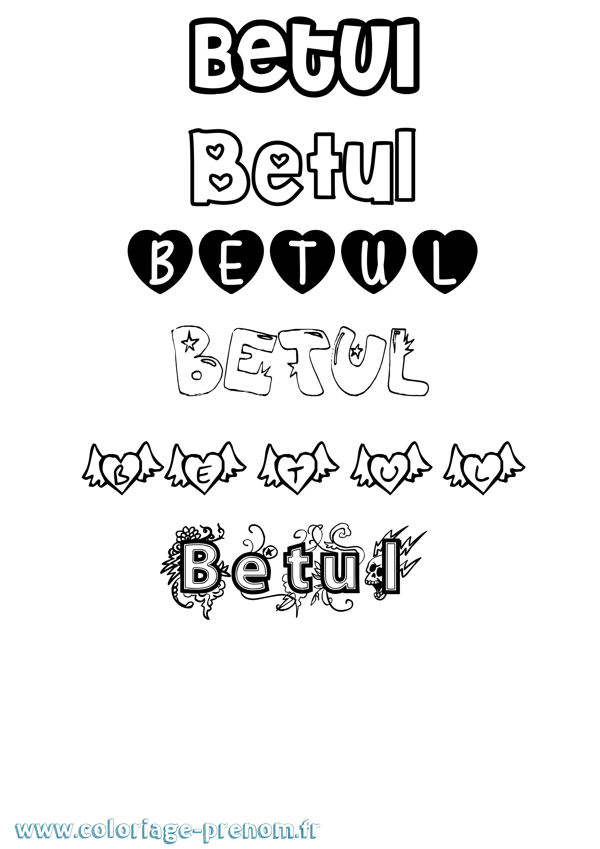 Coloriage Betul Girly Coloriage prénom Betul Girly