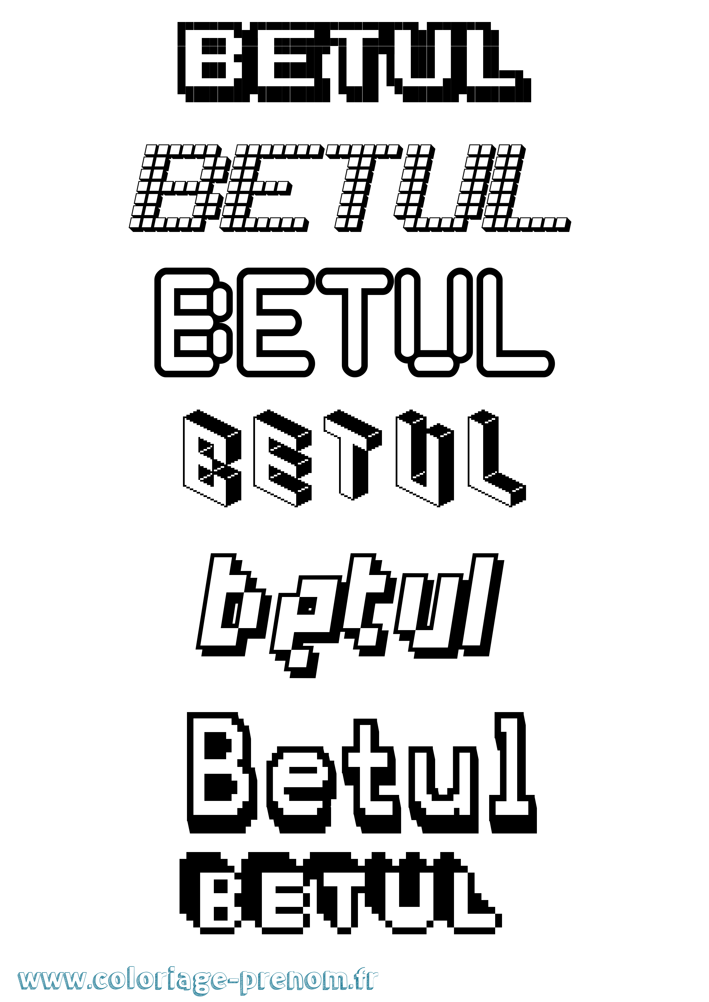 Coloriage Betul Pixel Coloriage prénom Betul Pixel