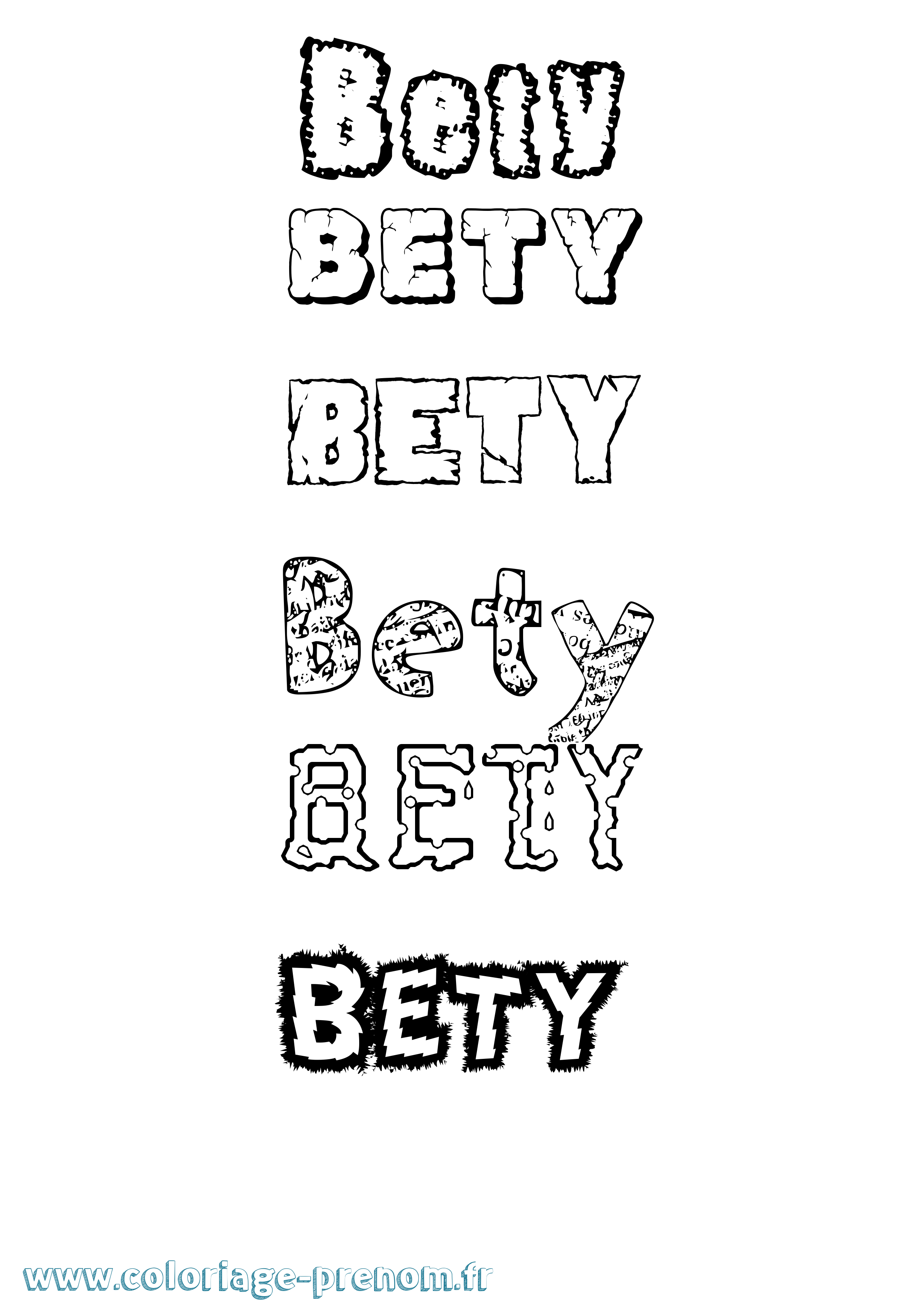 Coloriage Bety Destructuré Coloriage prénom Bety Destructuré