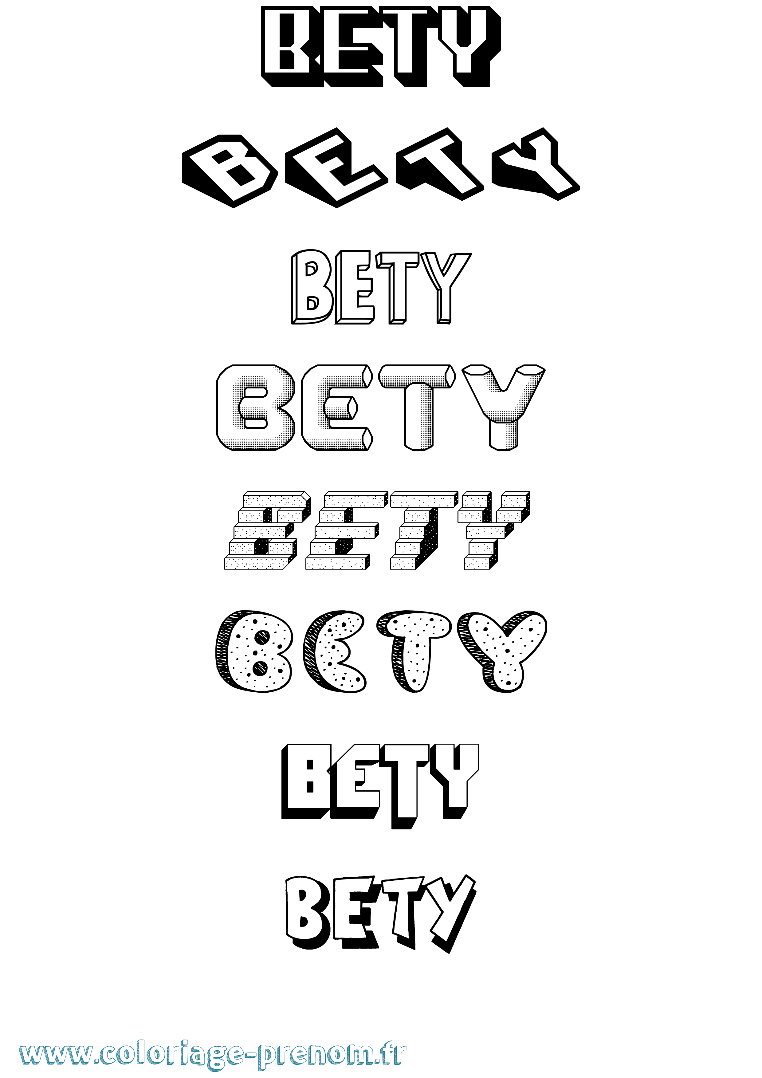 Coloriage Bety Effet 3D Coloriage prénom Bety Effet 3D