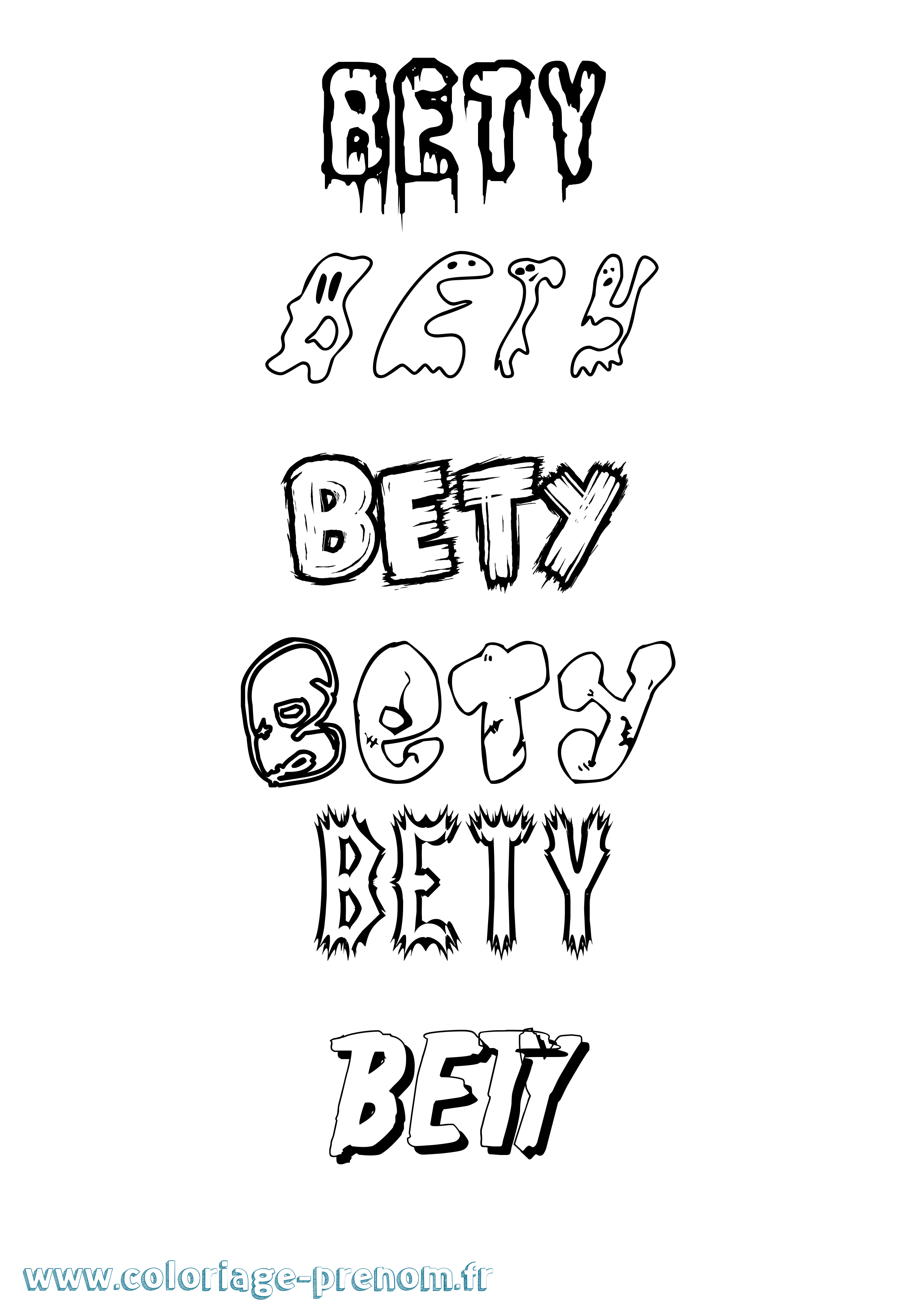 Coloriage Bety Frisson Coloriage prénom Bety Frisson
