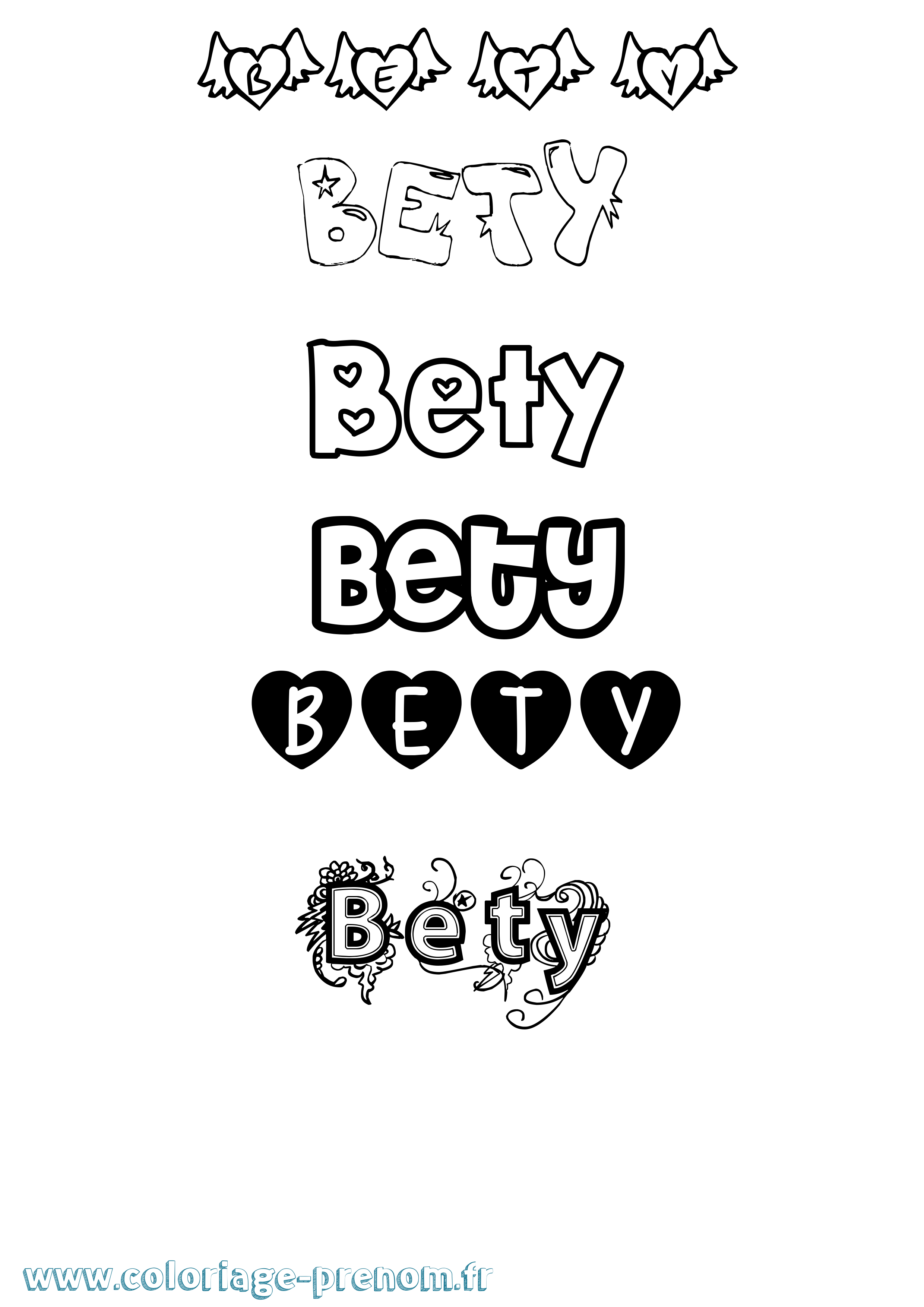 Coloriage Bety Girly Coloriage prénom Bety Girly