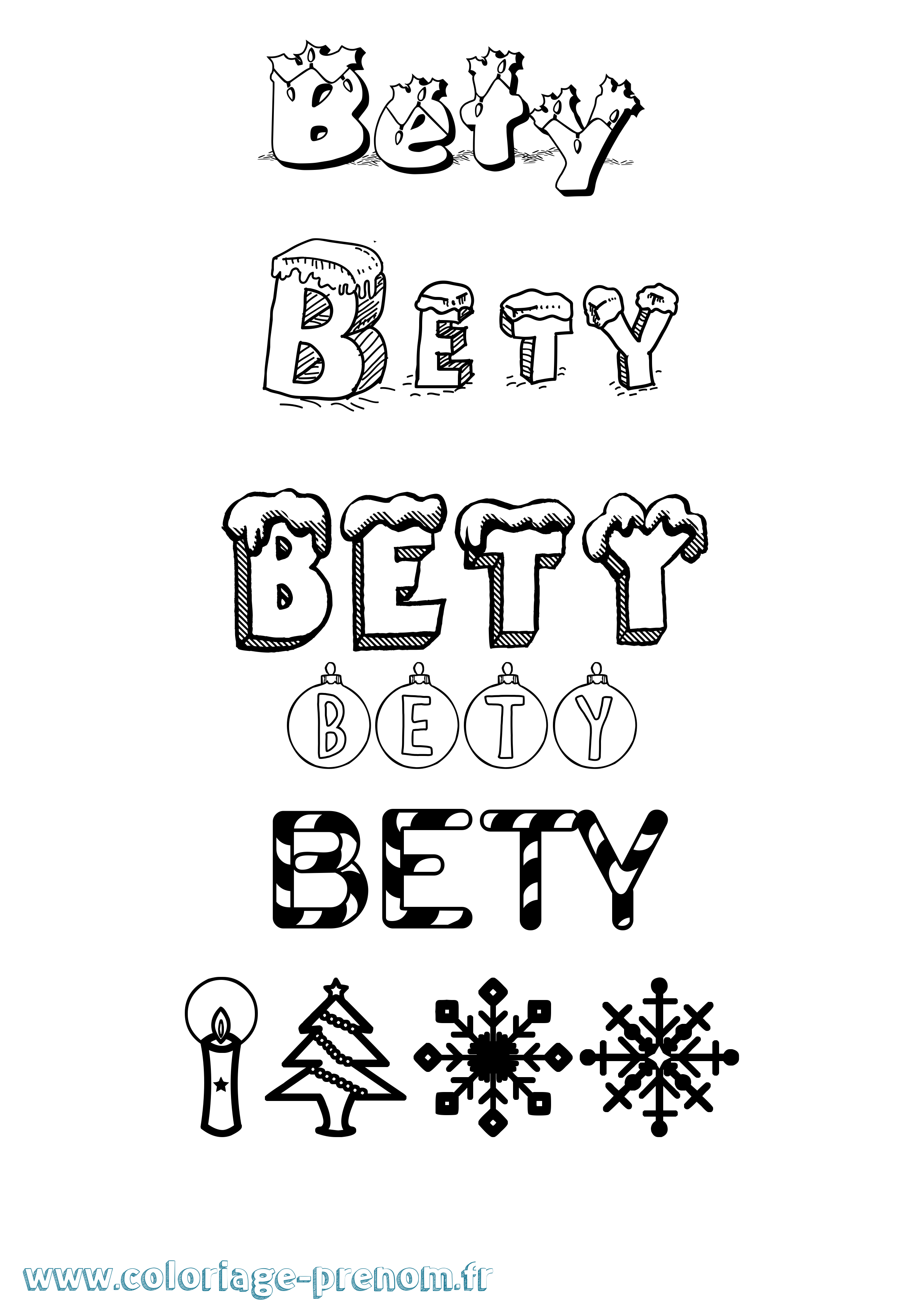 Coloriage Bety Noël Coloriage prénom Bety Noël