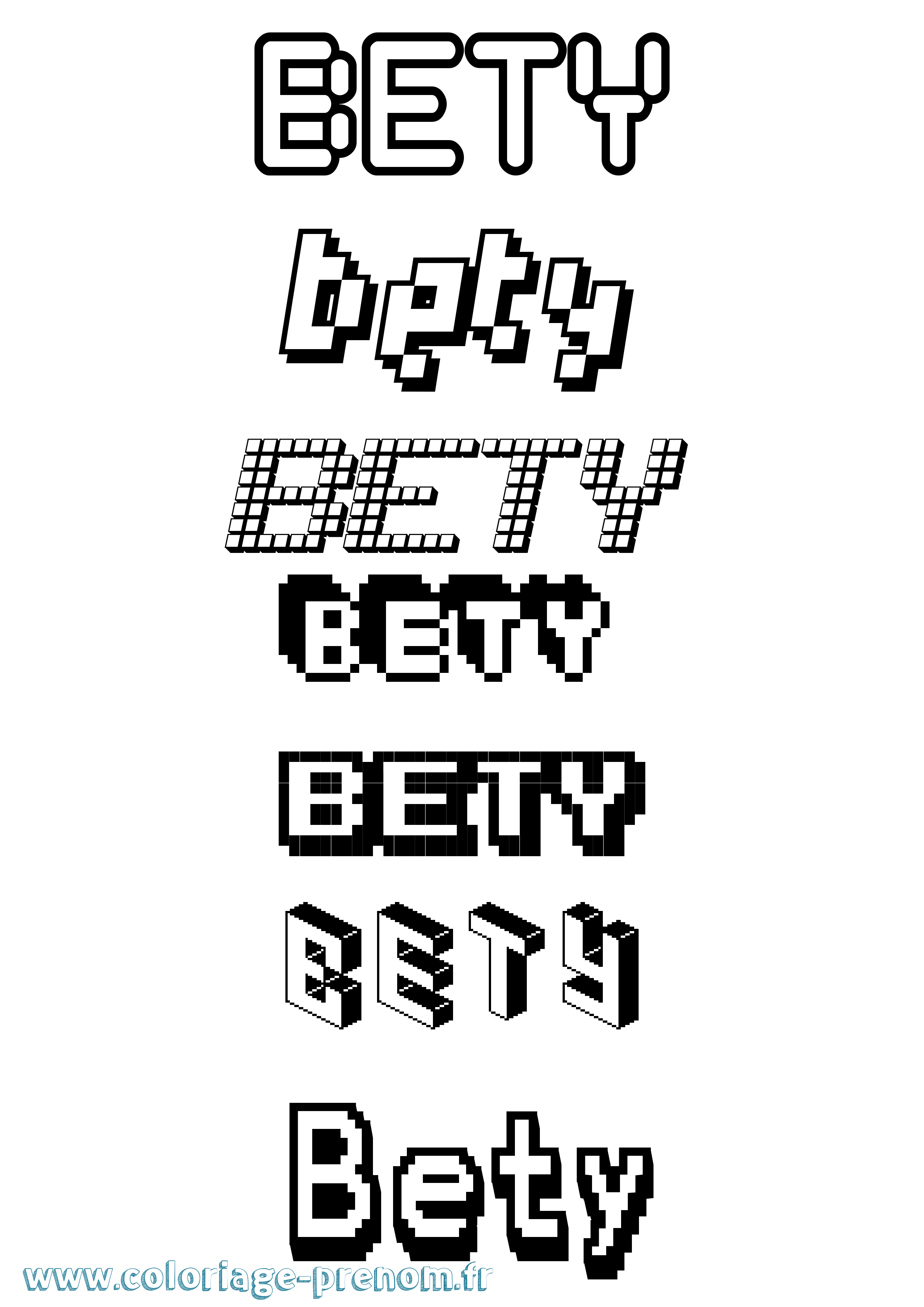 Coloriage Bety Pixel Coloriage prénom Bety Pixel