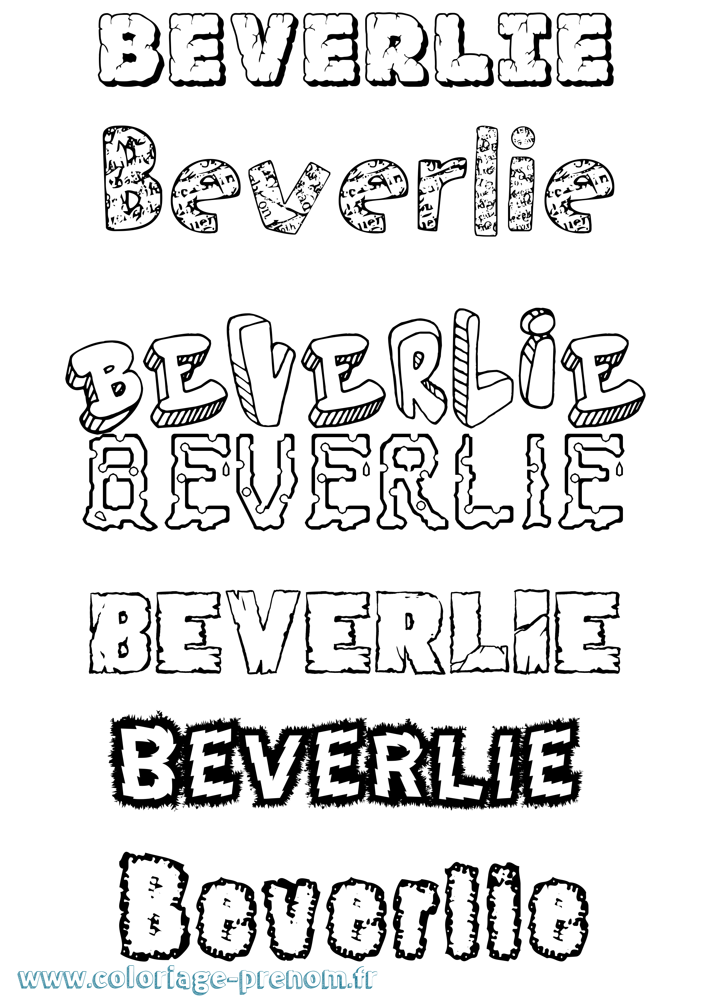Coloriage Beverlie Destructuré Coloriage prénom Beverlie Destructuré