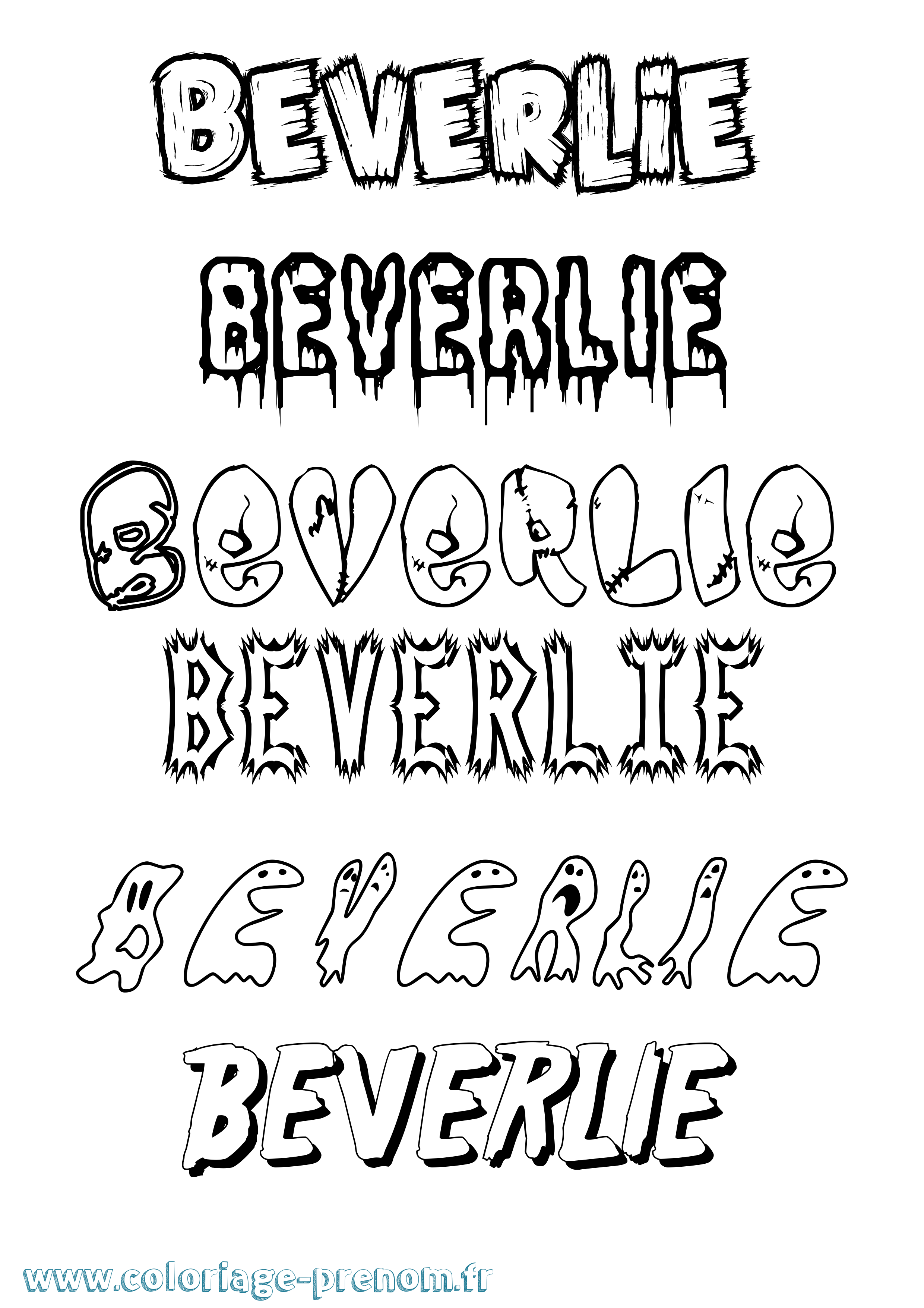 Coloriage Beverlie Frisson Coloriage prénom Beverlie Frisson