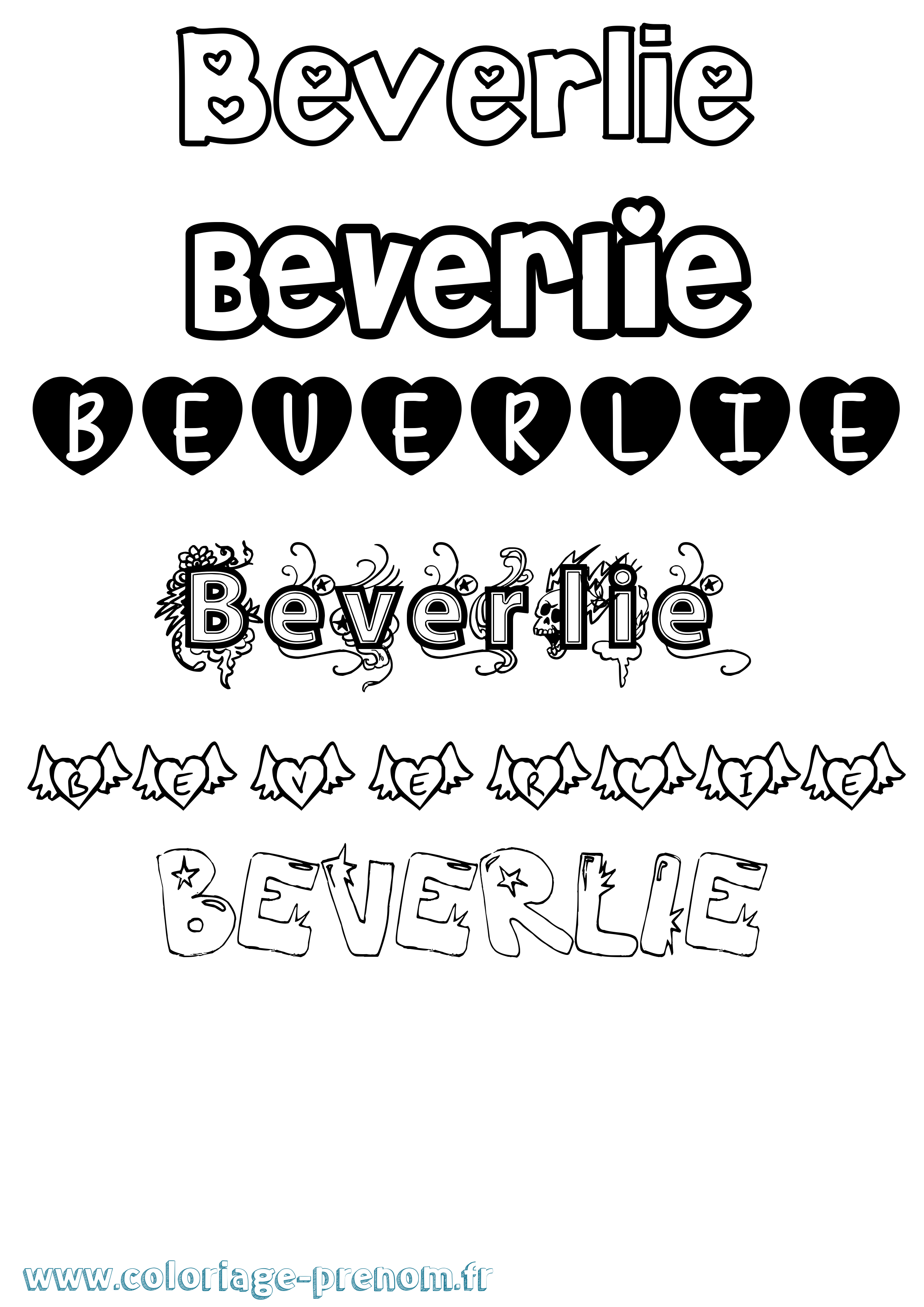 Coloriage Beverlie Girly Coloriage prénom Beverlie Girly