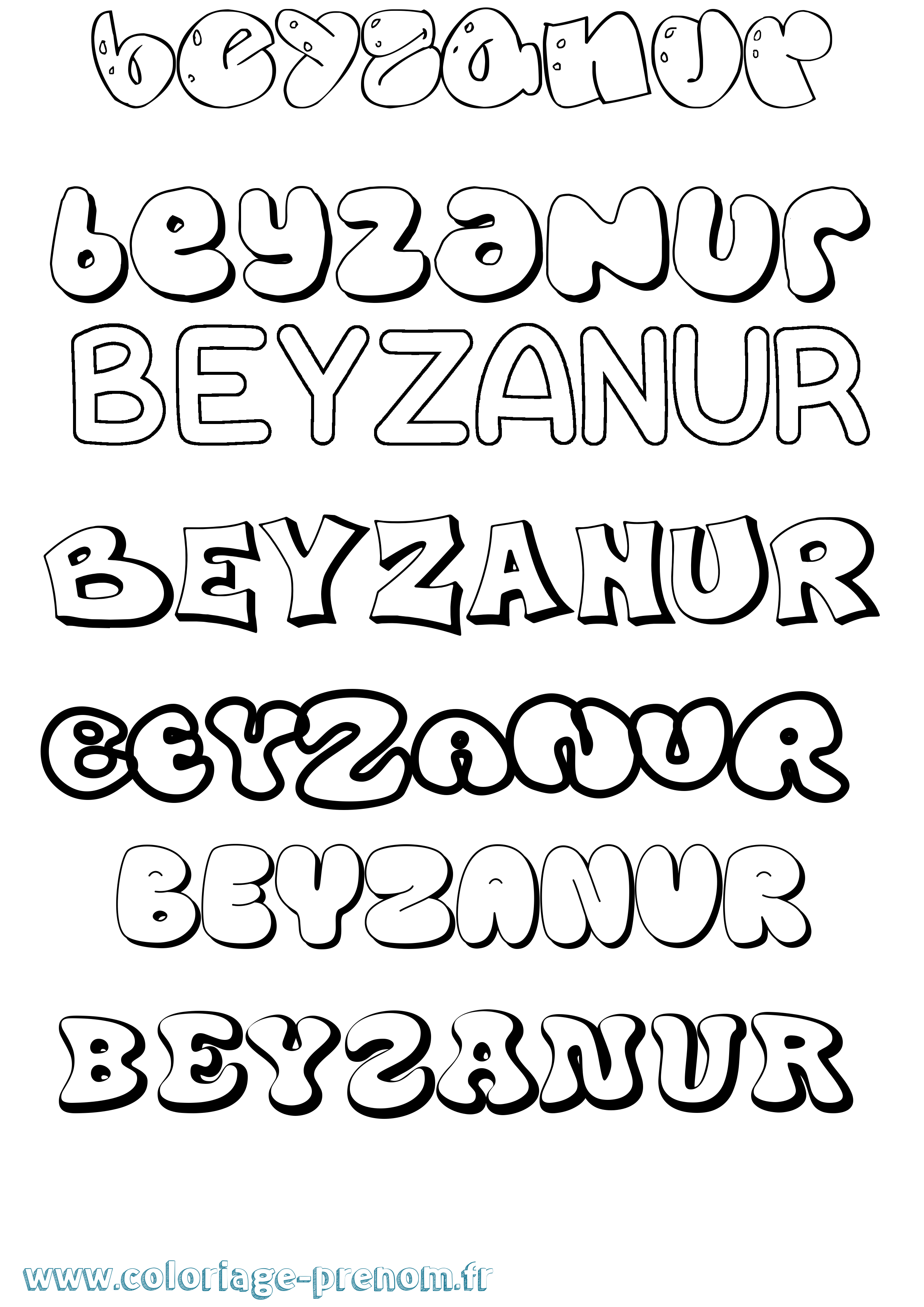 Coloriage Beyzanur Bubble Coloriage prénom Beyzanur Bubble