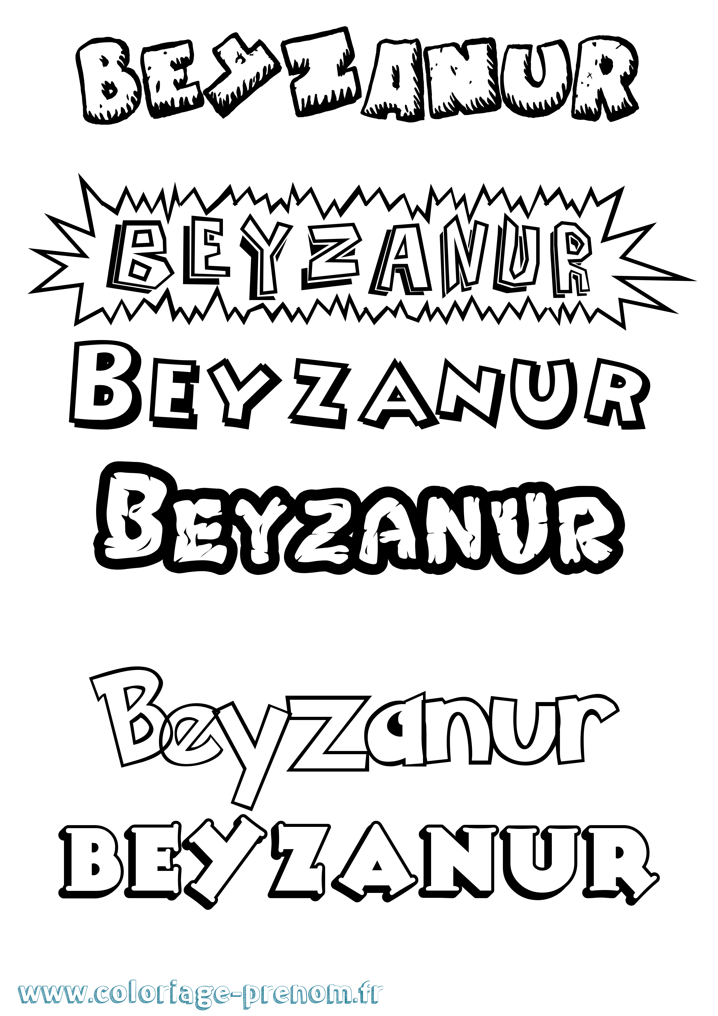 Coloriage Beyzanur Dessin Animé Coloriage prénom Beyzanur Dessin Animé