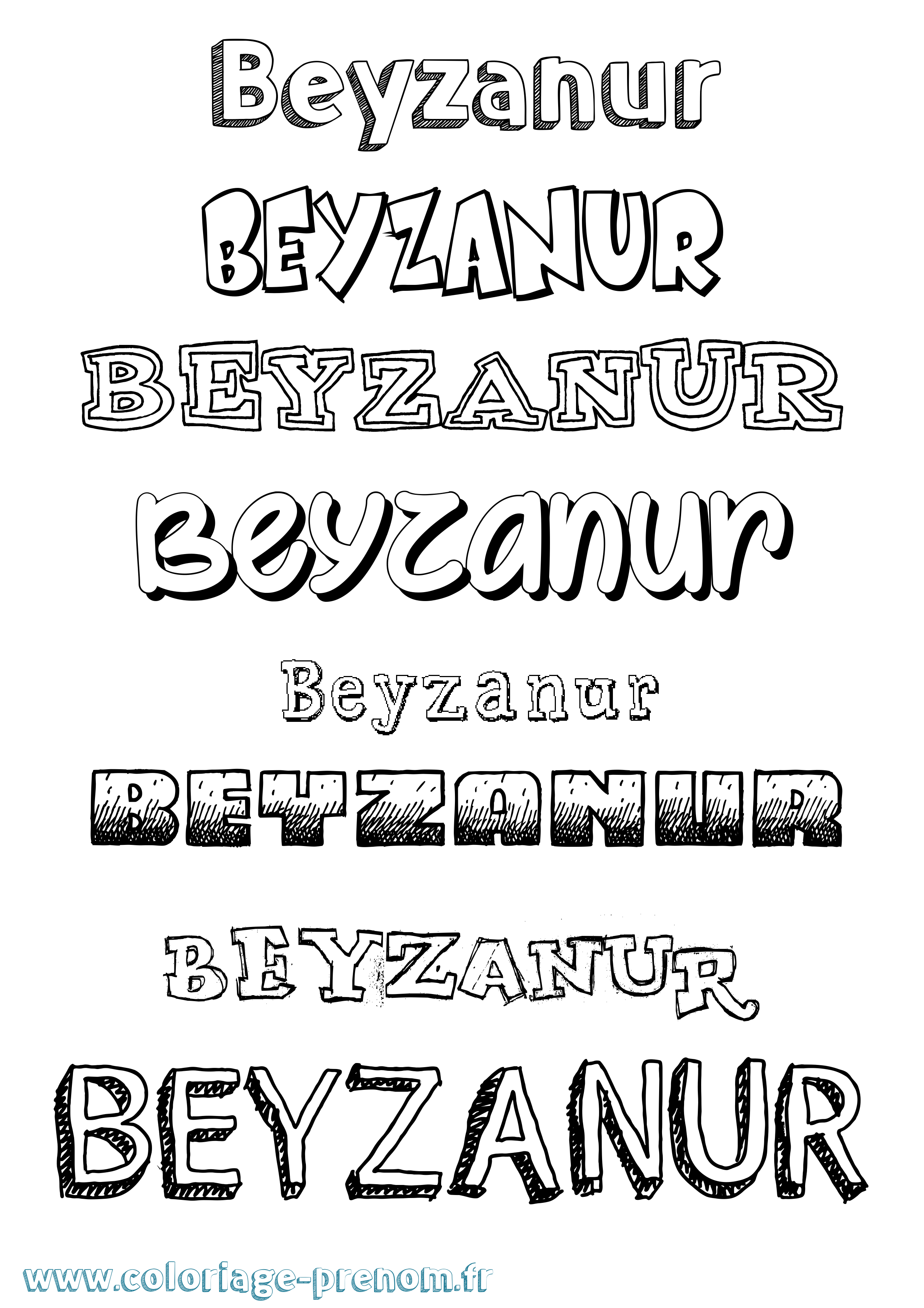Coloriage Beyzanur Dessiné Coloriage prénom Beyzanur Dessiné