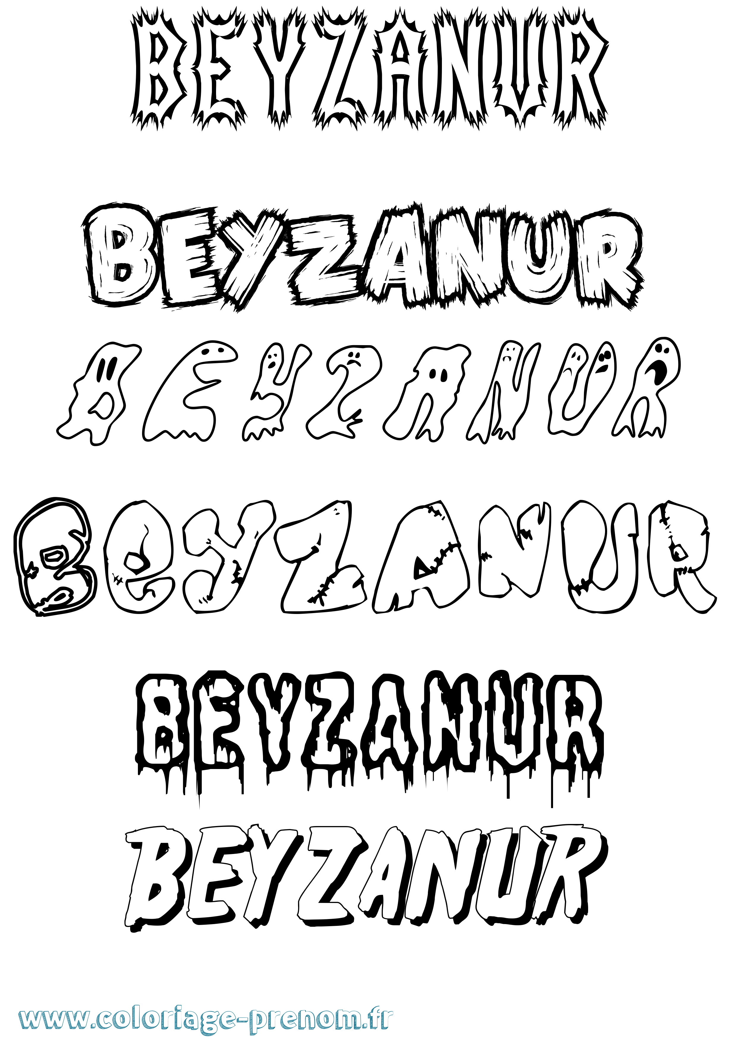 Coloriage Beyzanur Frisson Coloriage prénom Beyzanur Frisson