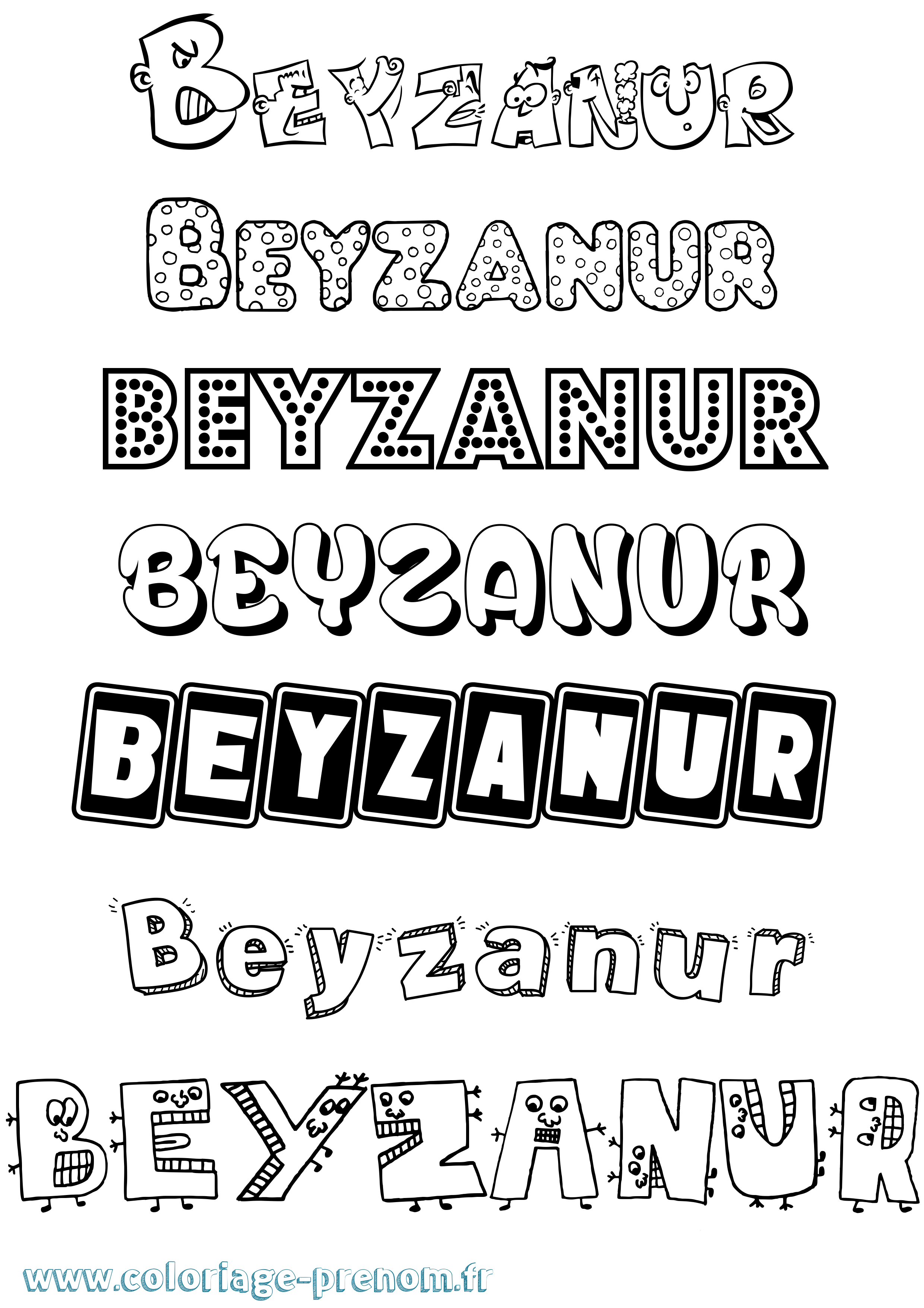 Coloriage Beyzanur Fun Coloriage prénom Beyzanur Fun