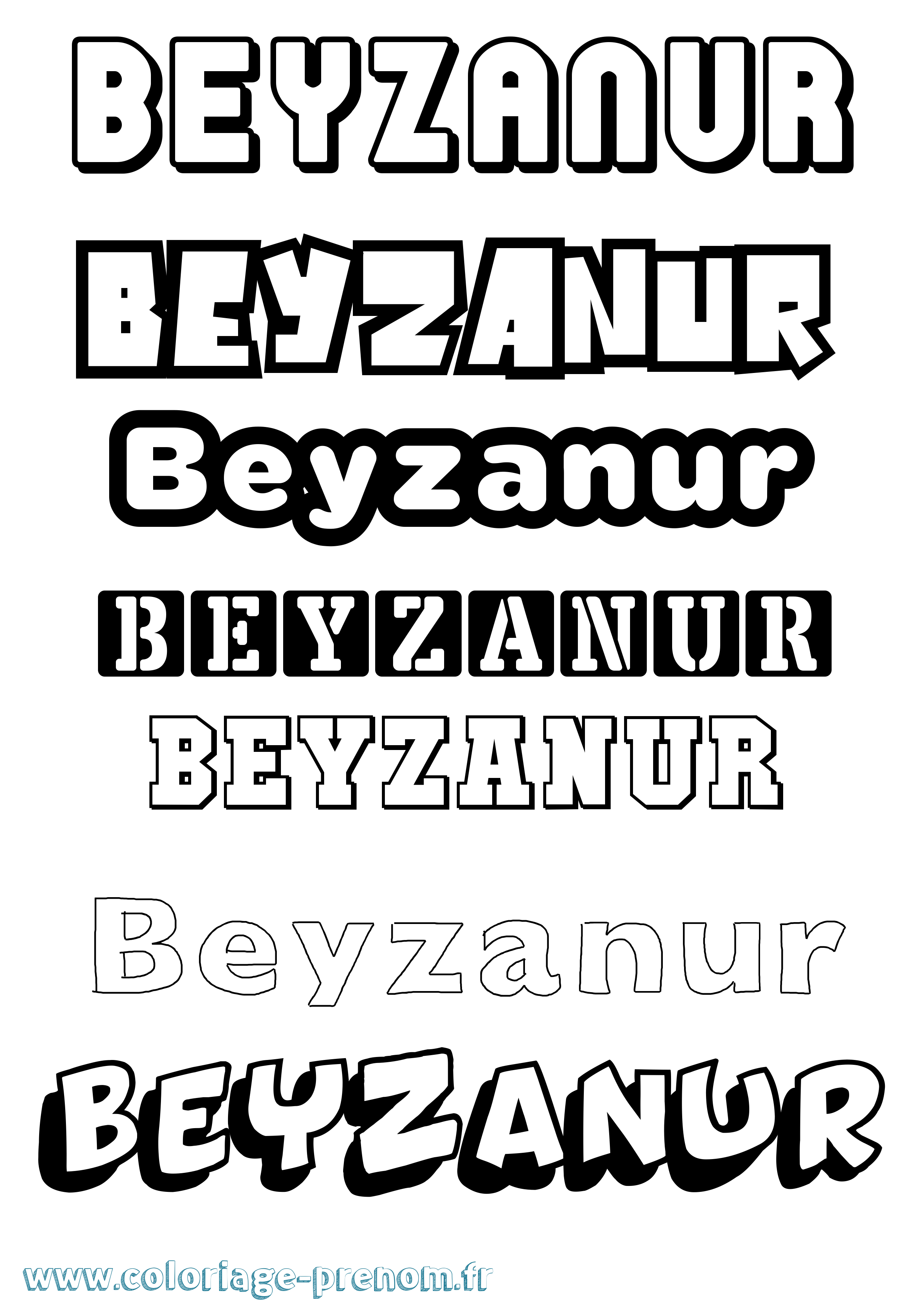 Coloriage Beyzanur Simple Coloriage prénom Beyzanur Simple