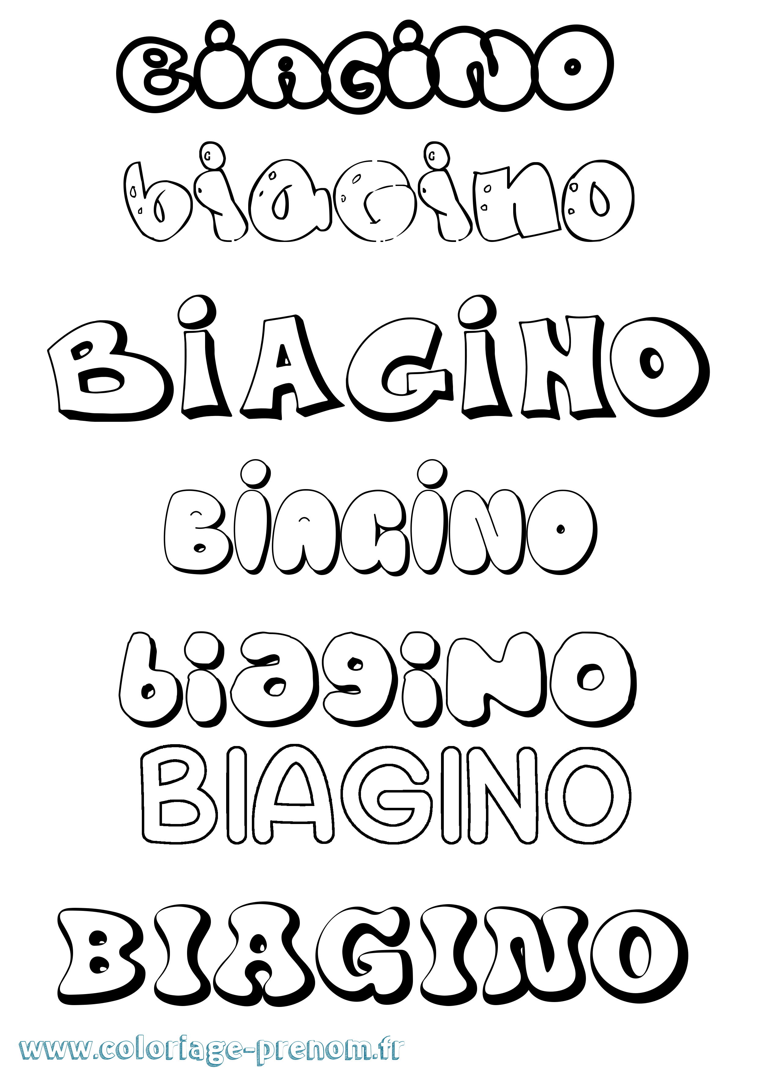 Coloriage Biagino Bubble Coloriage prénom Biagino Bubble