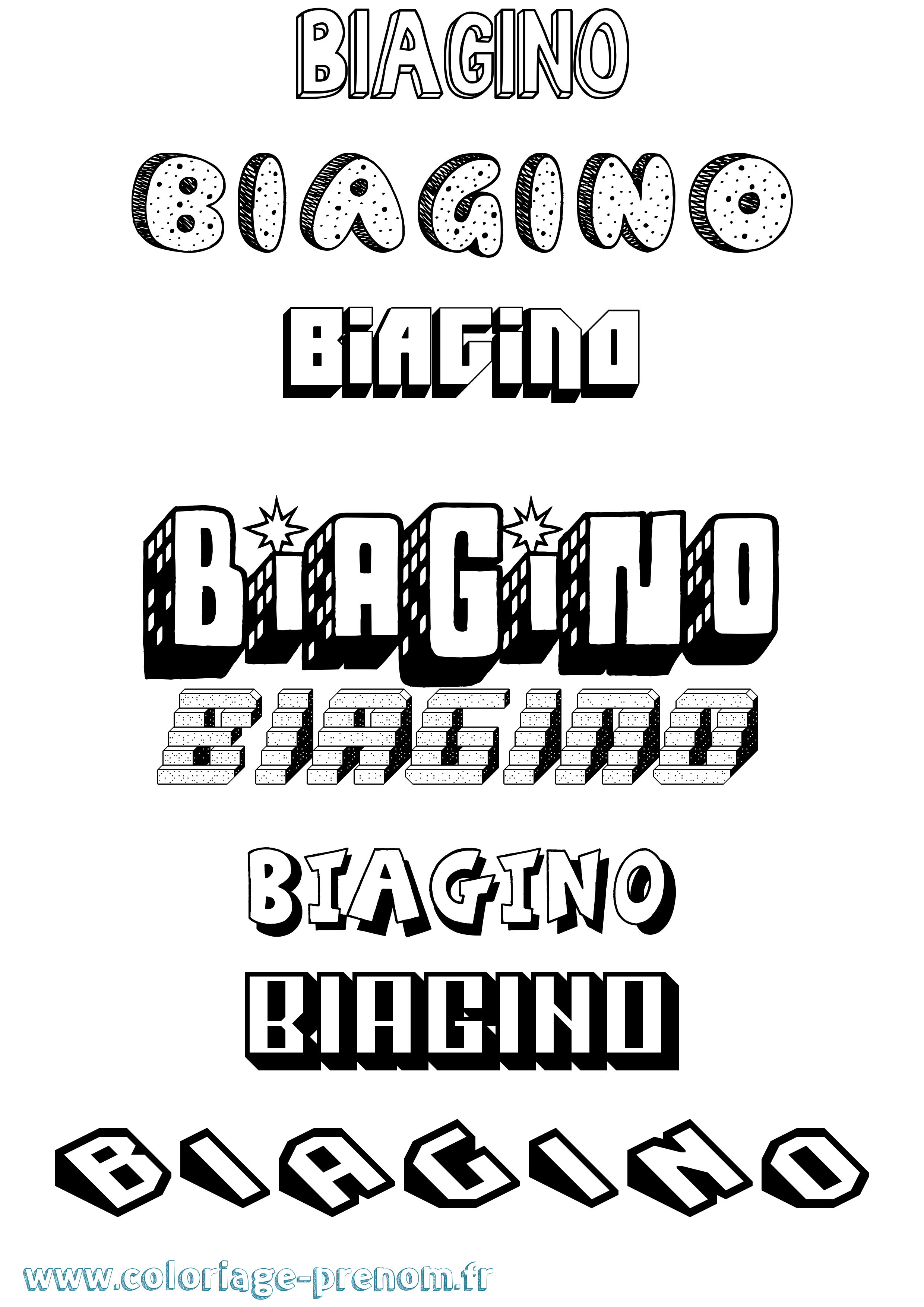 Coloriage Biagino Effet 3D Coloriage prénom Biagino Effet 3D