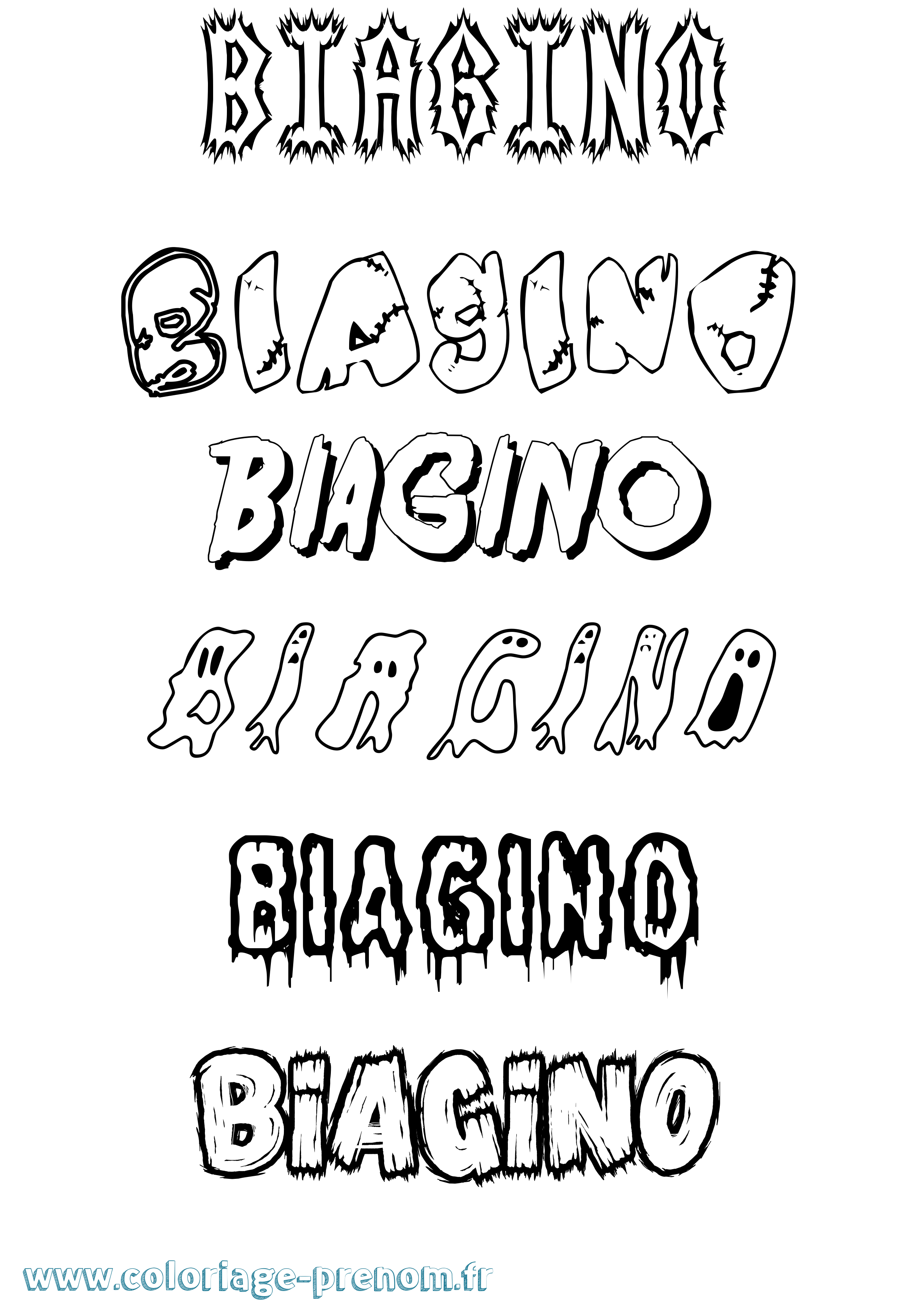Coloriage Biagino Frisson Coloriage prénom Biagino Frisson