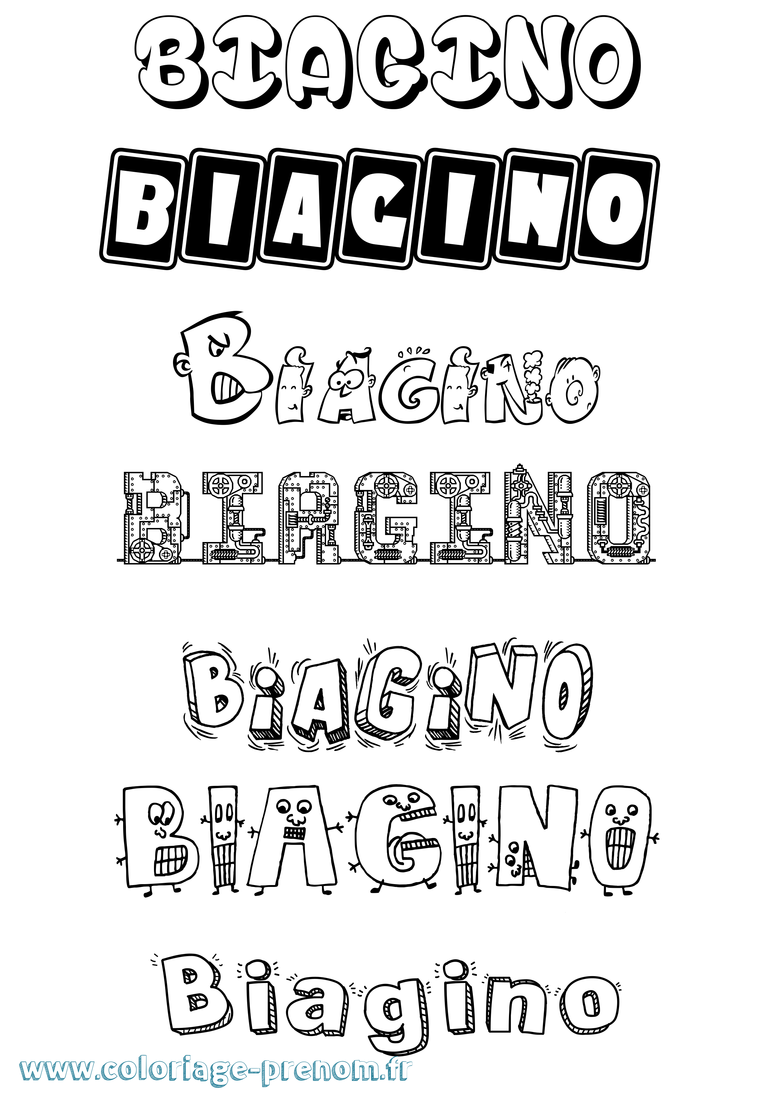 Coloriage Biagino Fun Coloriage prénom Biagino Fun