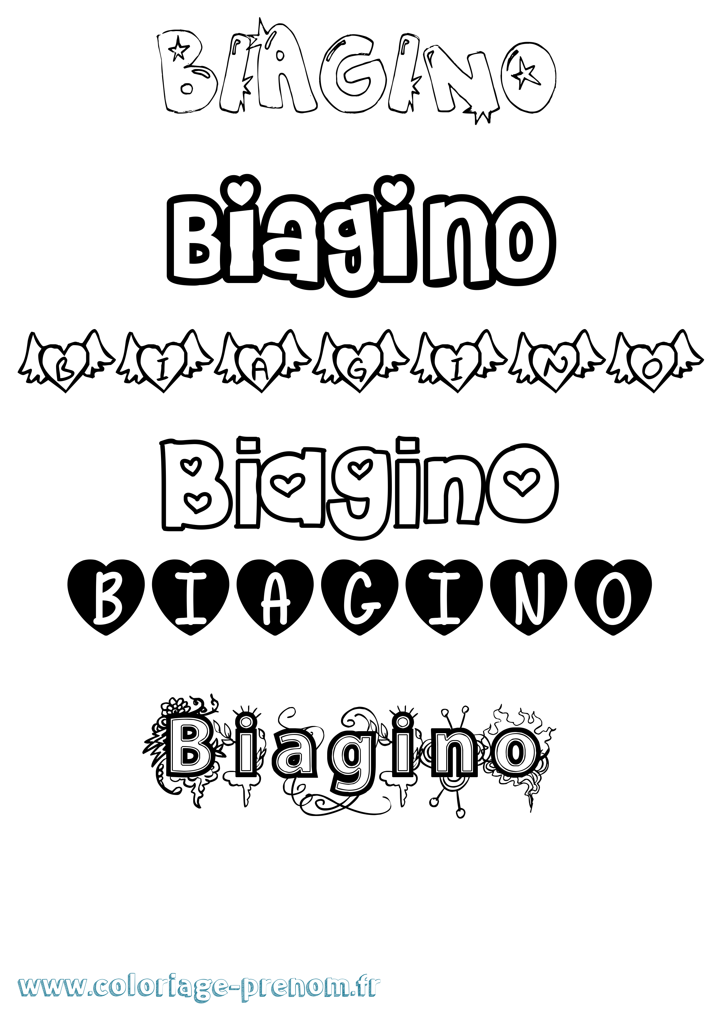 Coloriage Biagino Girly Coloriage prénom Biagino Girly