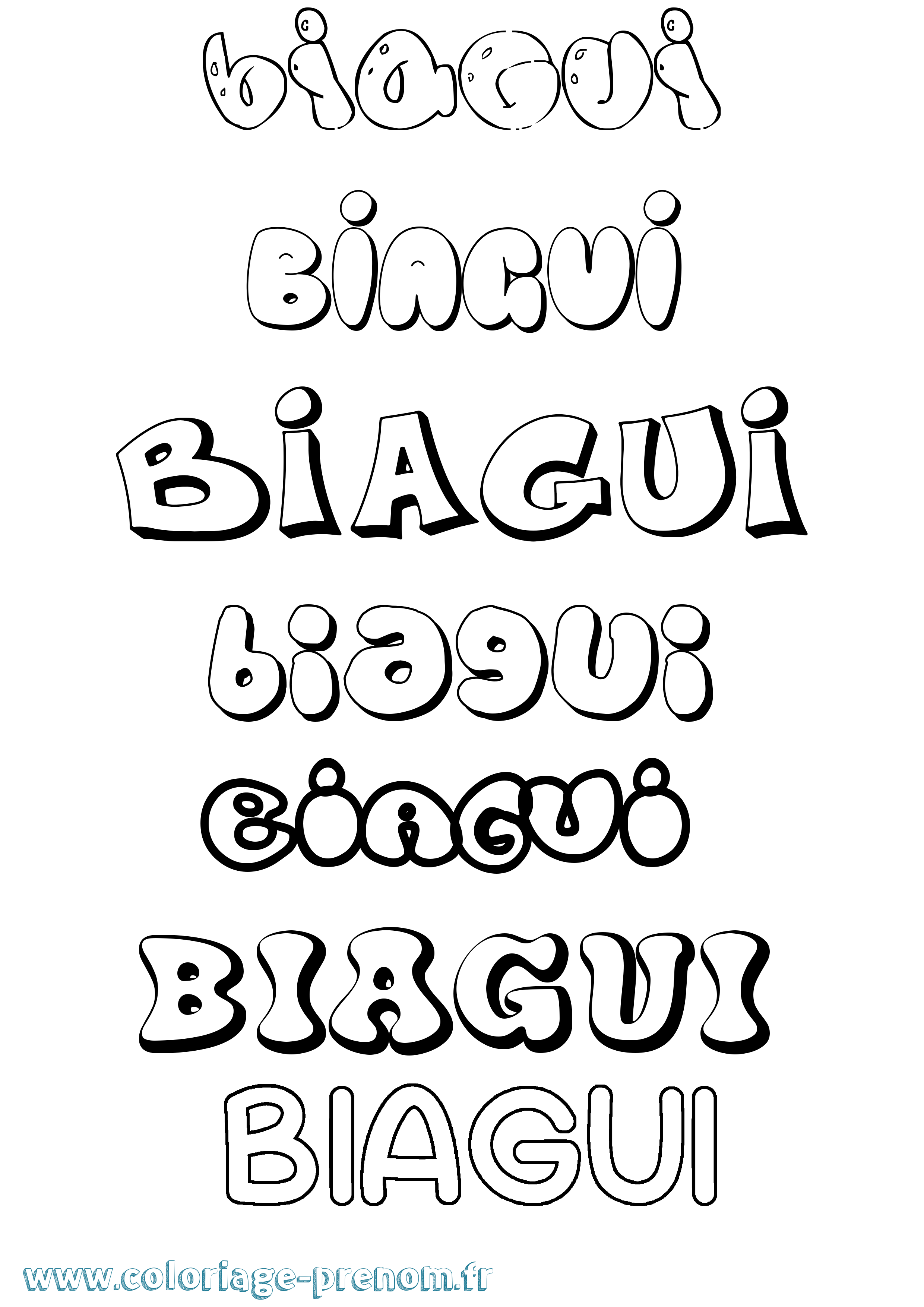 Coloriage Biagui Bubble Coloriage prénom Biagui Bubble