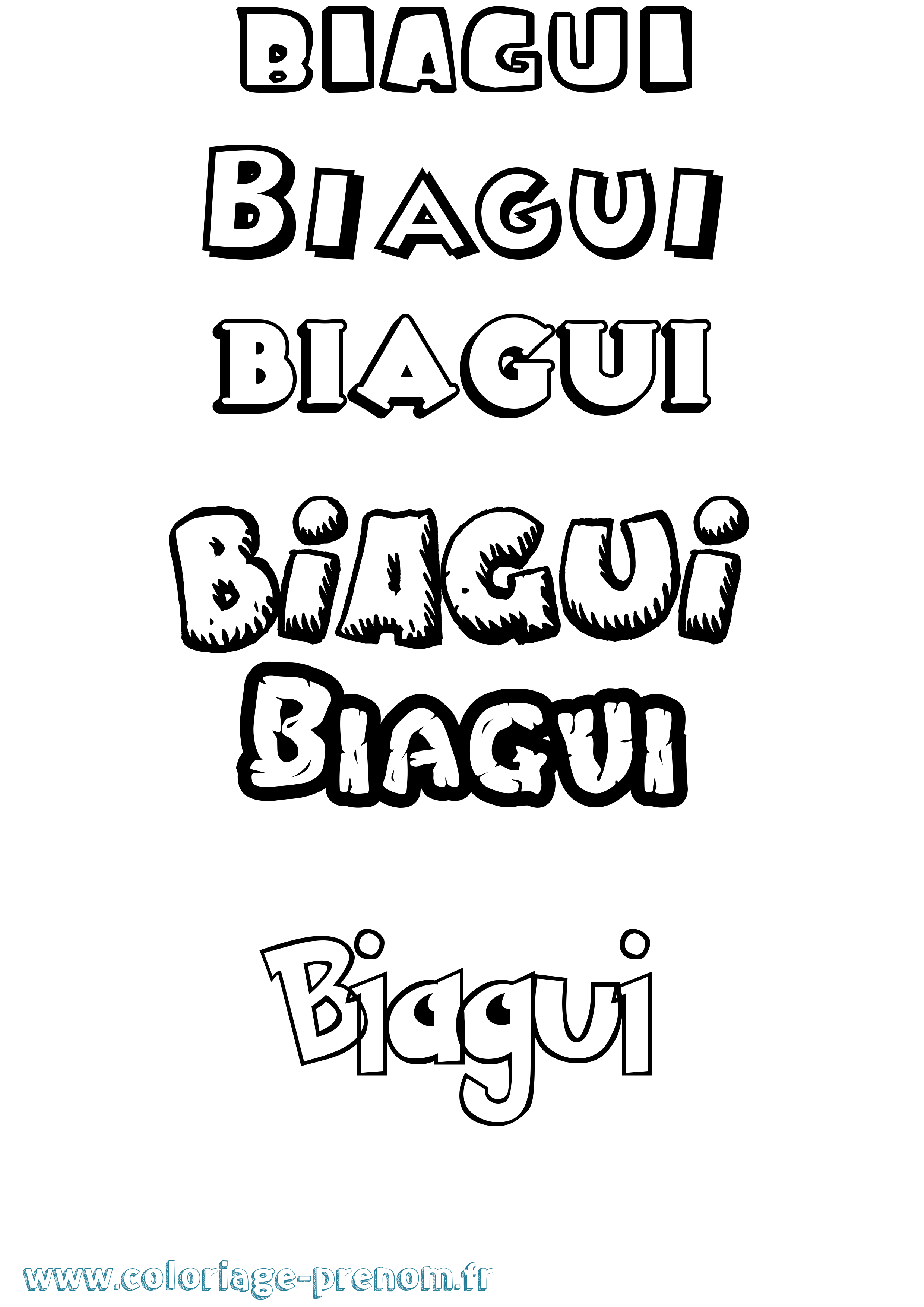 Coloriage Biagui Dessin Animé Coloriage prénom Biagui Dessin Animé