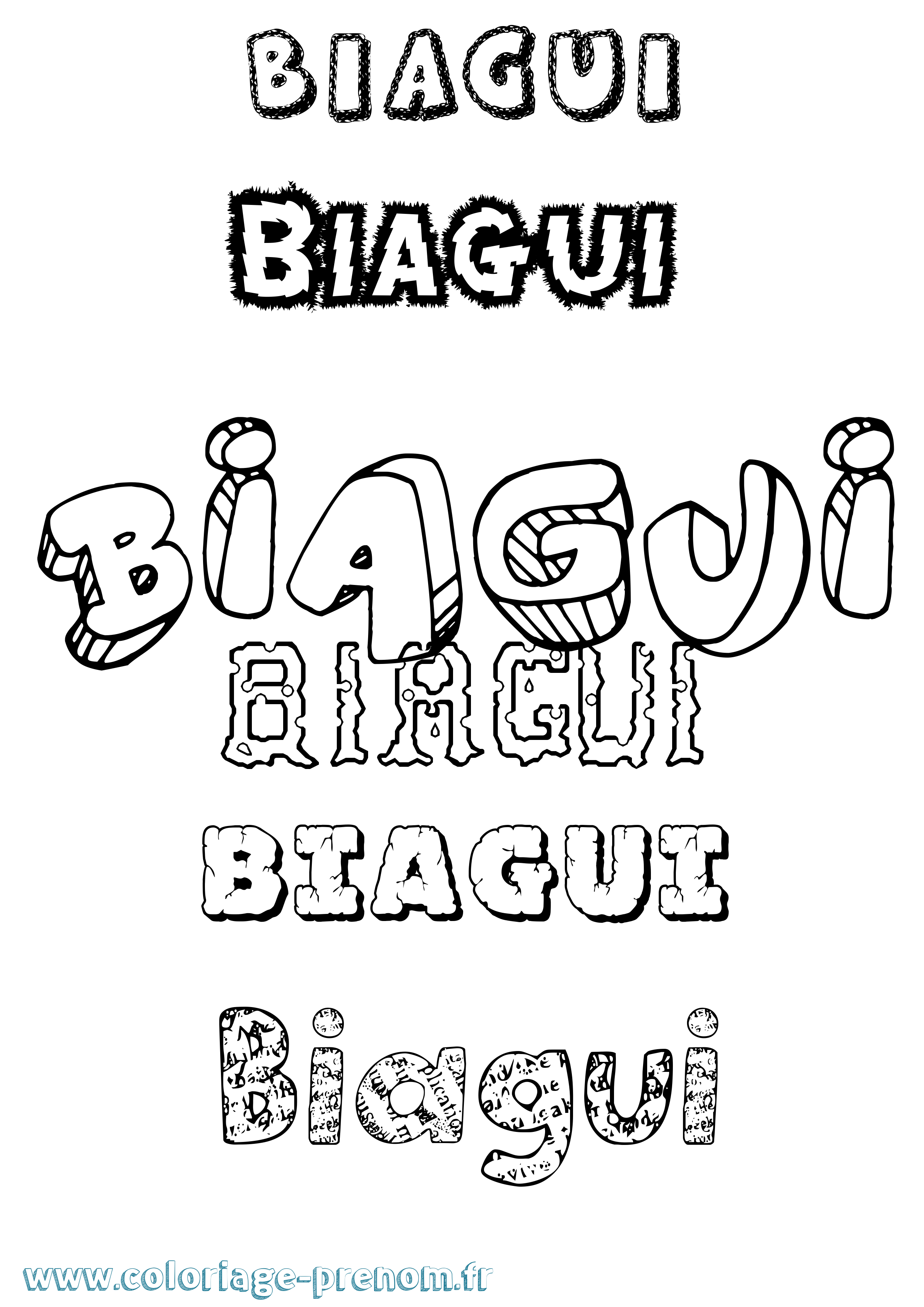 Coloriage Biagui Destructuré Coloriage prénom Biagui Destructuré