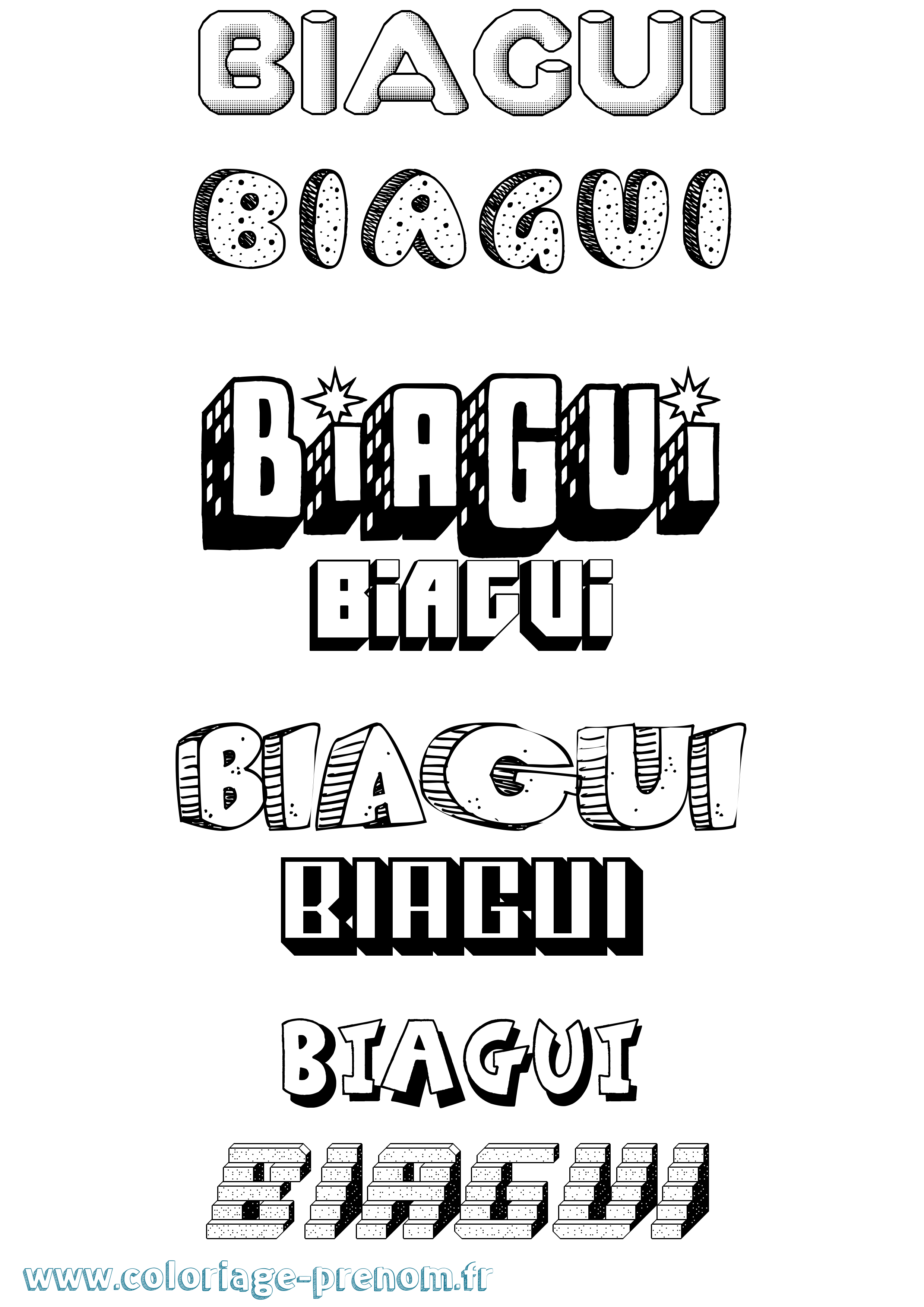 Coloriage Biagui Effet 3D Coloriage prénom Biagui Effet 3D