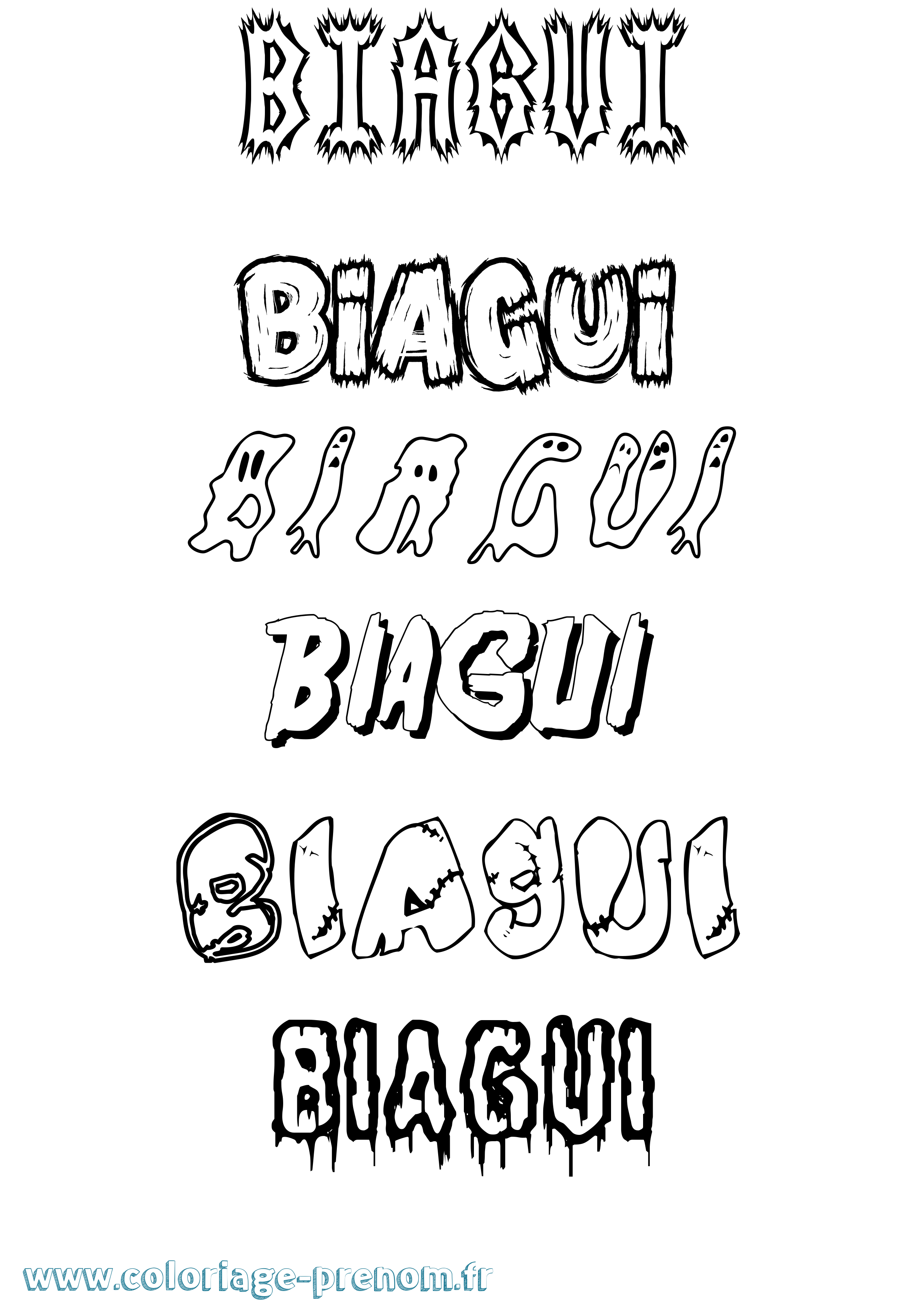 Coloriage Biagui Frisson Coloriage prénom Biagui Frisson