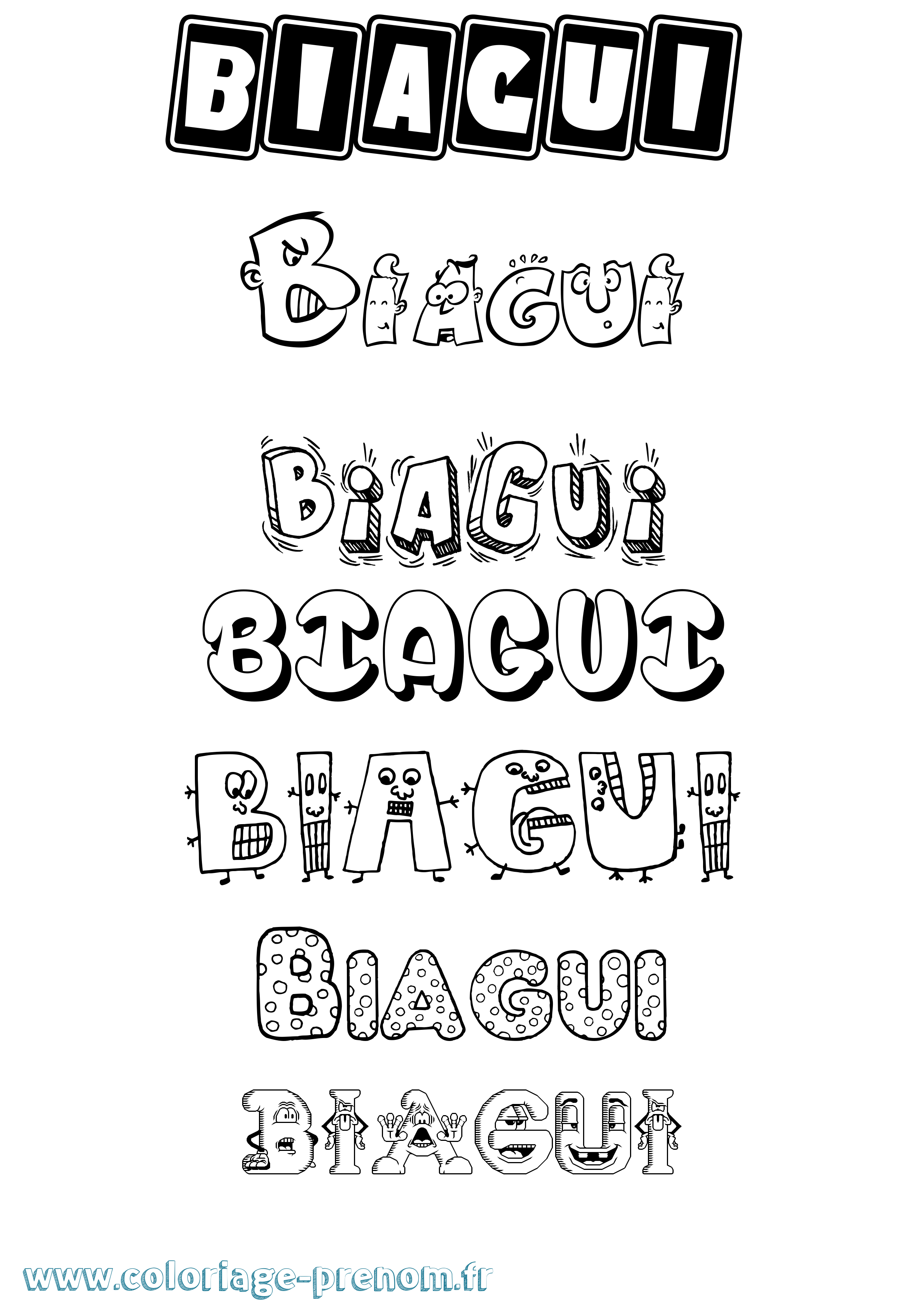 Coloriage Biagui Fun Coloriage prénom Biagui Fun