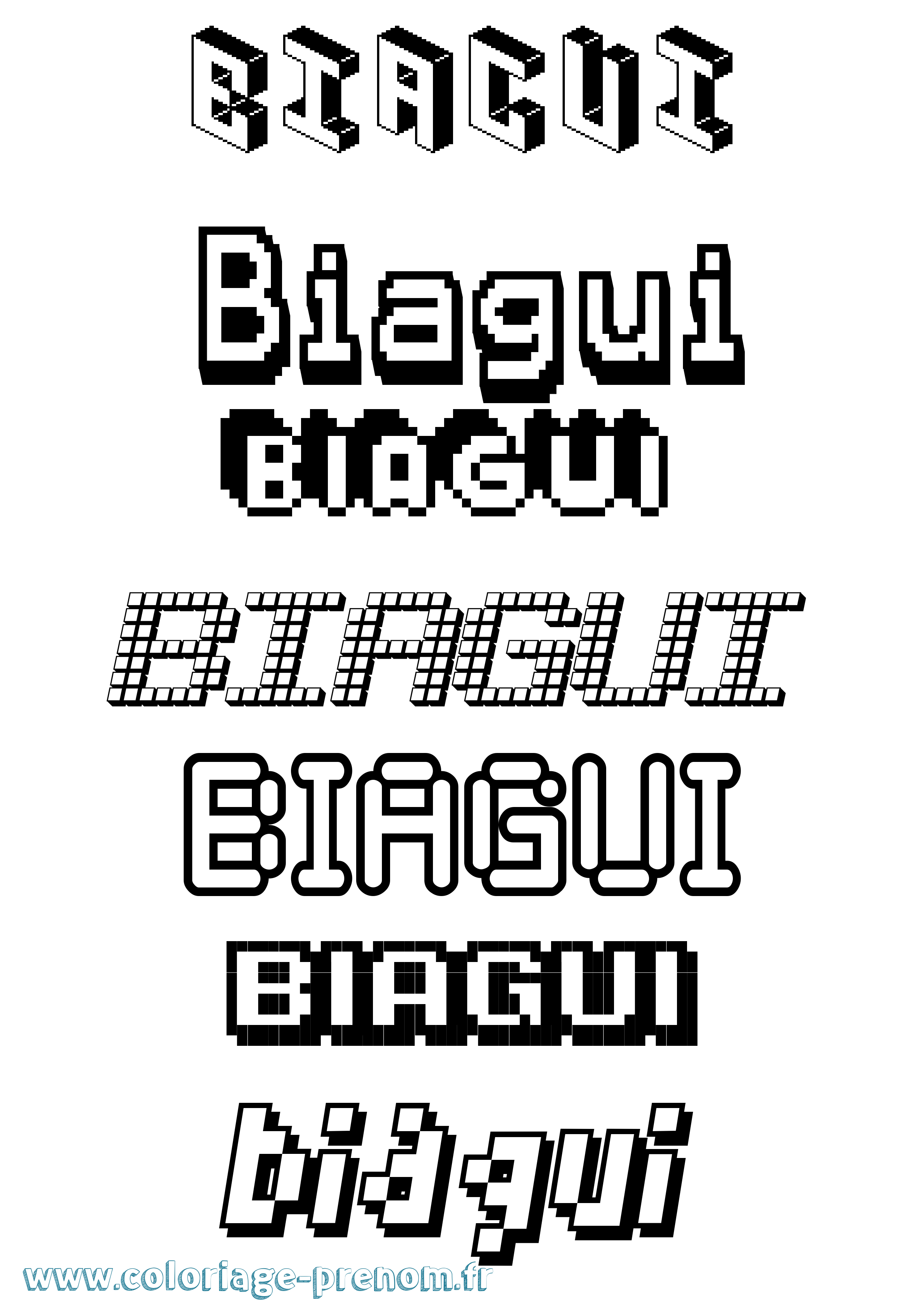 Coloriage Biagui Pixel Coloriage prénom Biagui Pixel