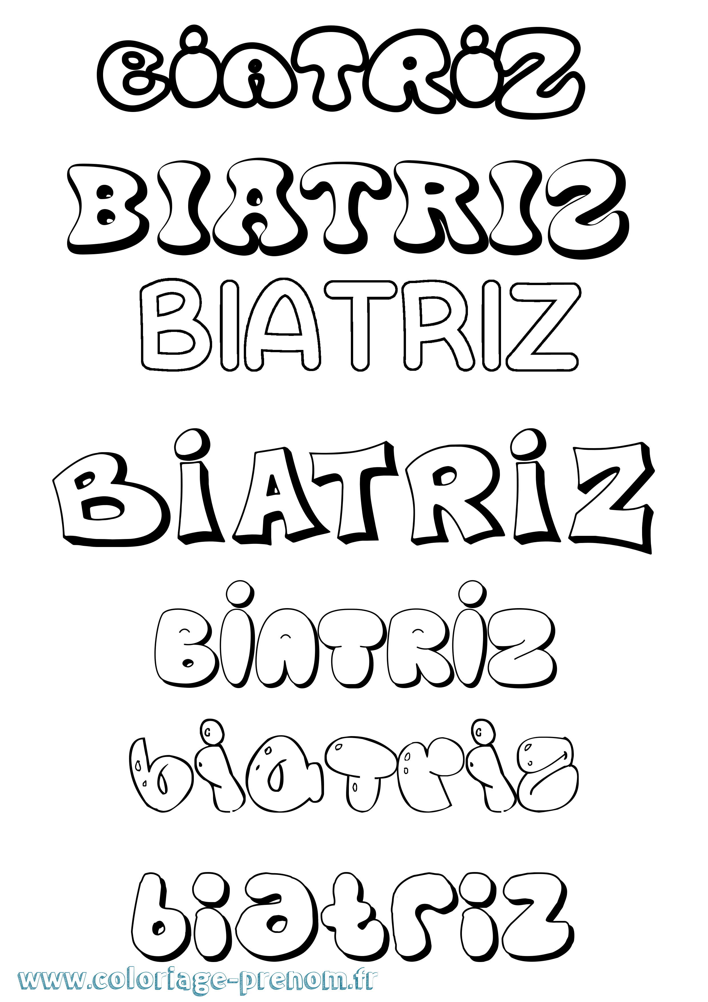 Coloriage Biatriz Bubble Coloriage prénom Biatriz Bubble