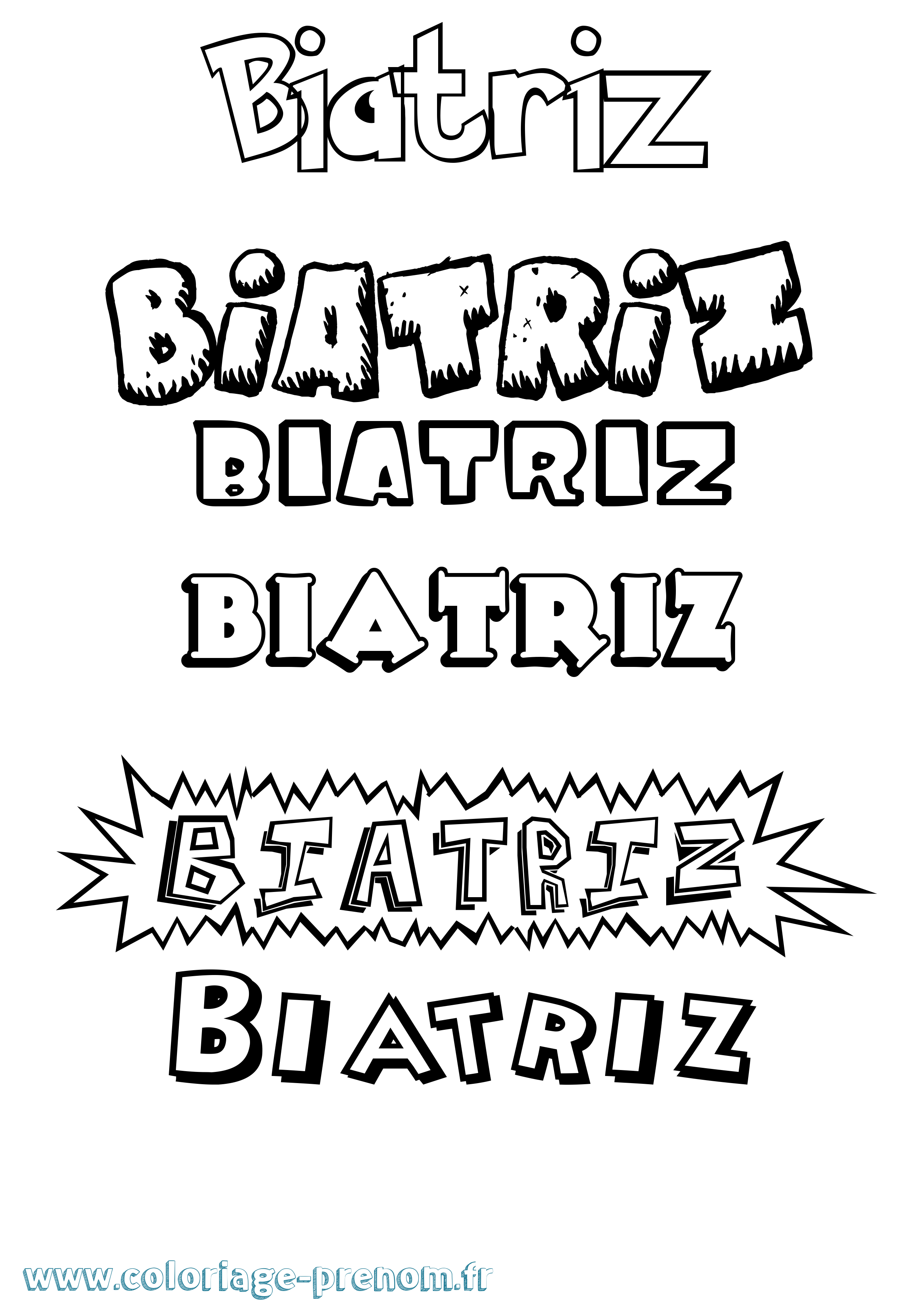 Coloriage Biatriz Dessin Animé Coloriage prénom Biatriz Dessin Animé