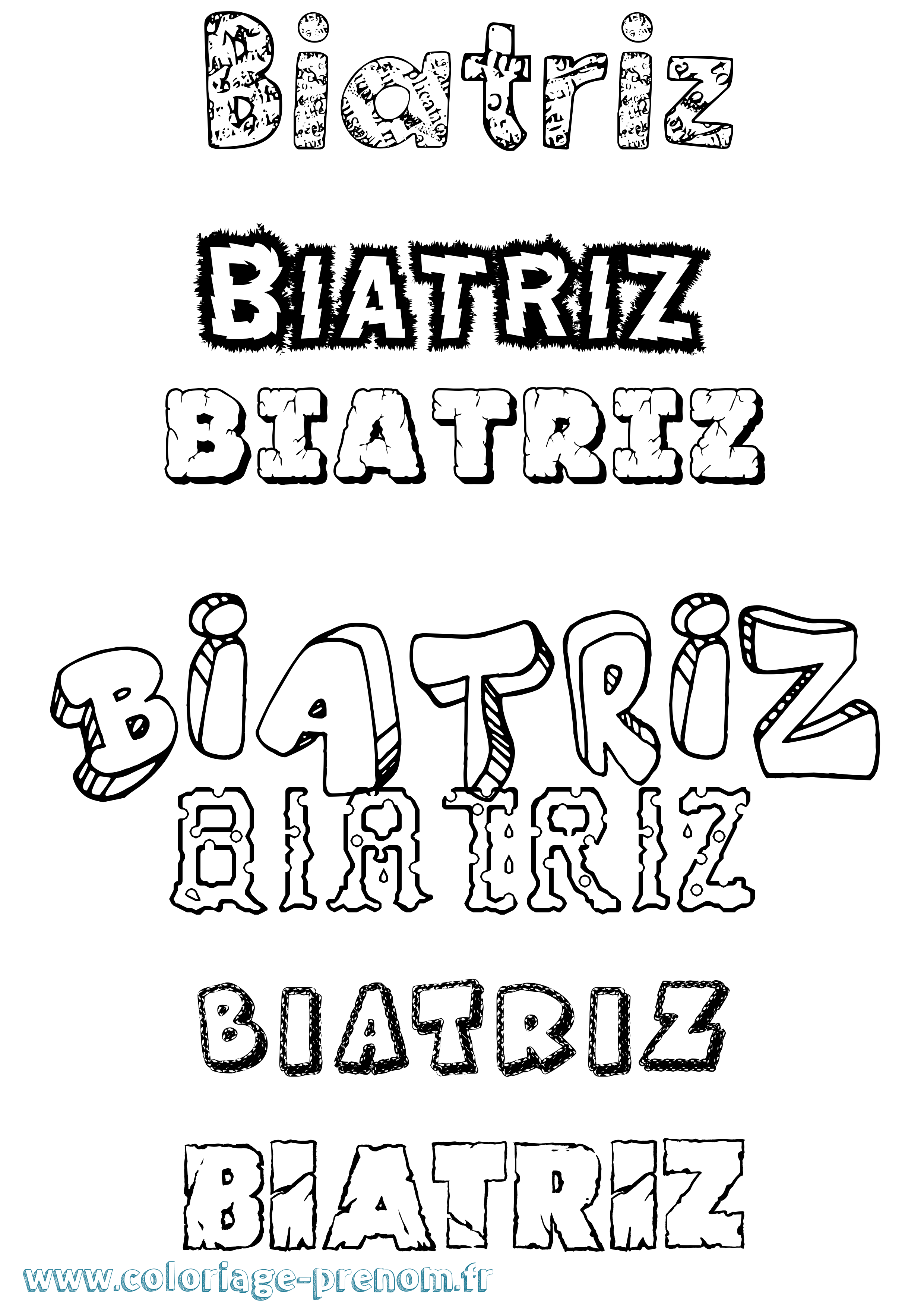 Coloriage Biatriz Destructuré Coloriage prénom Biatriz Destructuré