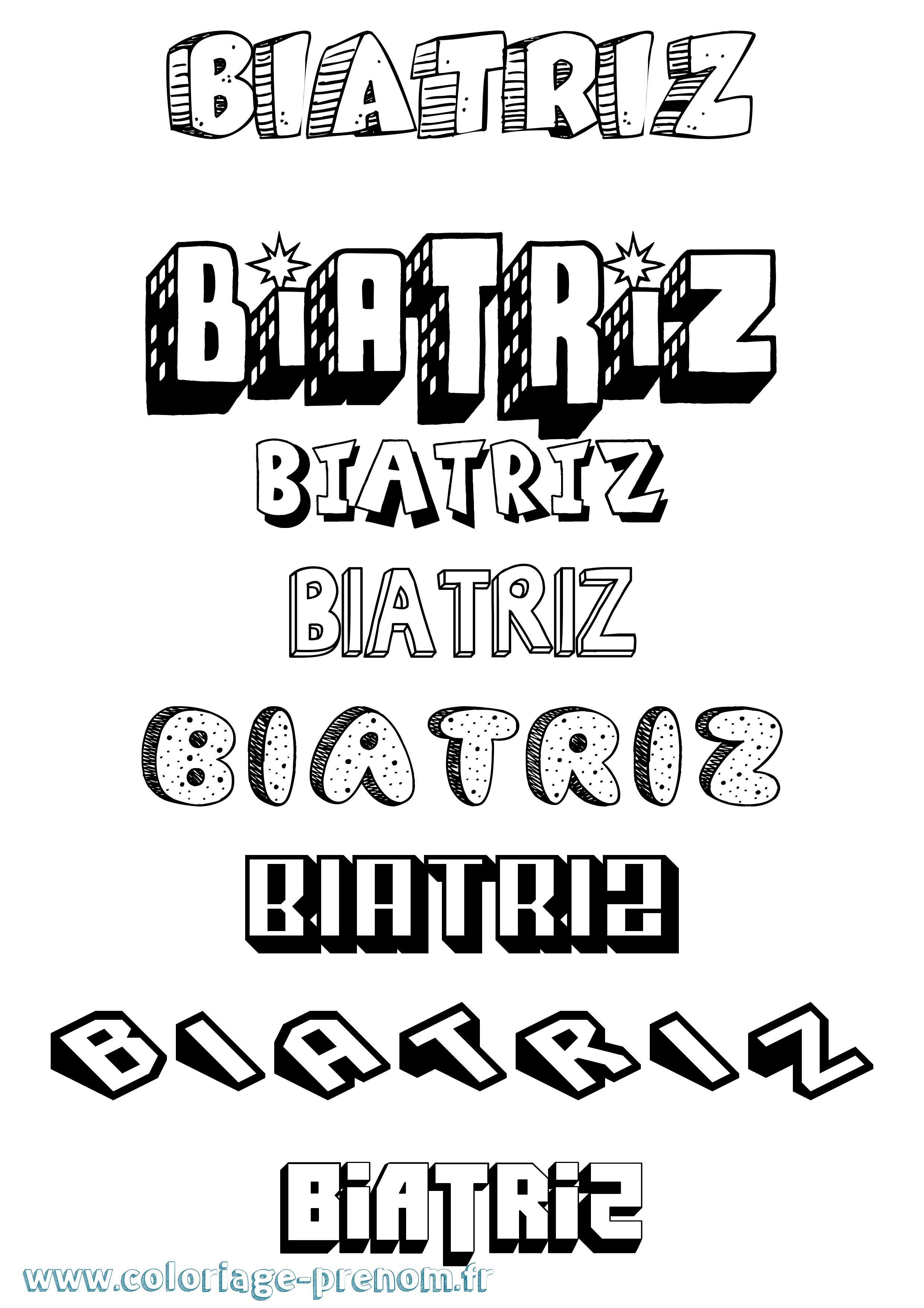 Coloriage Biatriz Effet 3D Coloriage prénom Biatriz Effet 3D