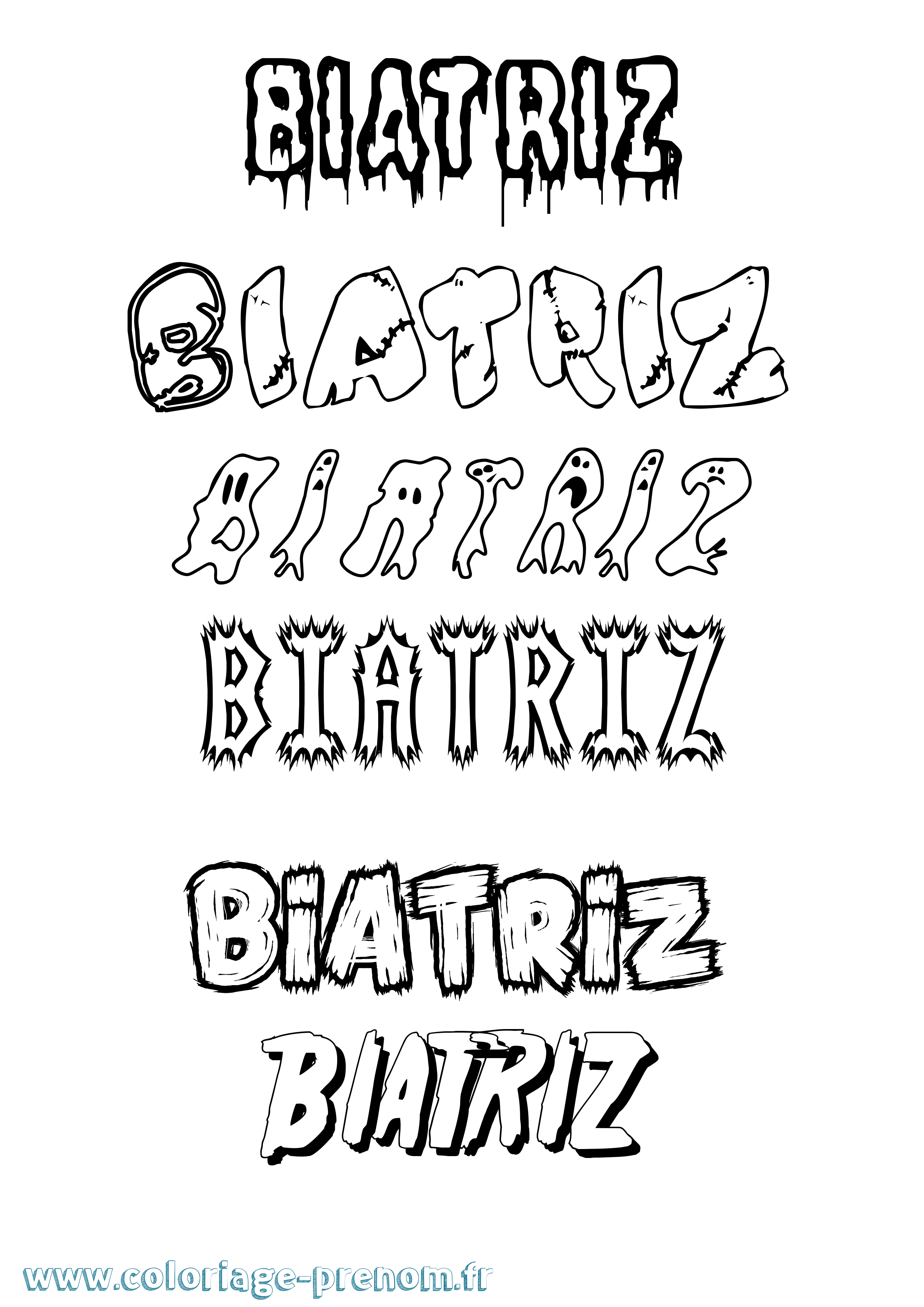Coloriage Biatriz Frisson Coloriage prénom Biatriz Frisson
