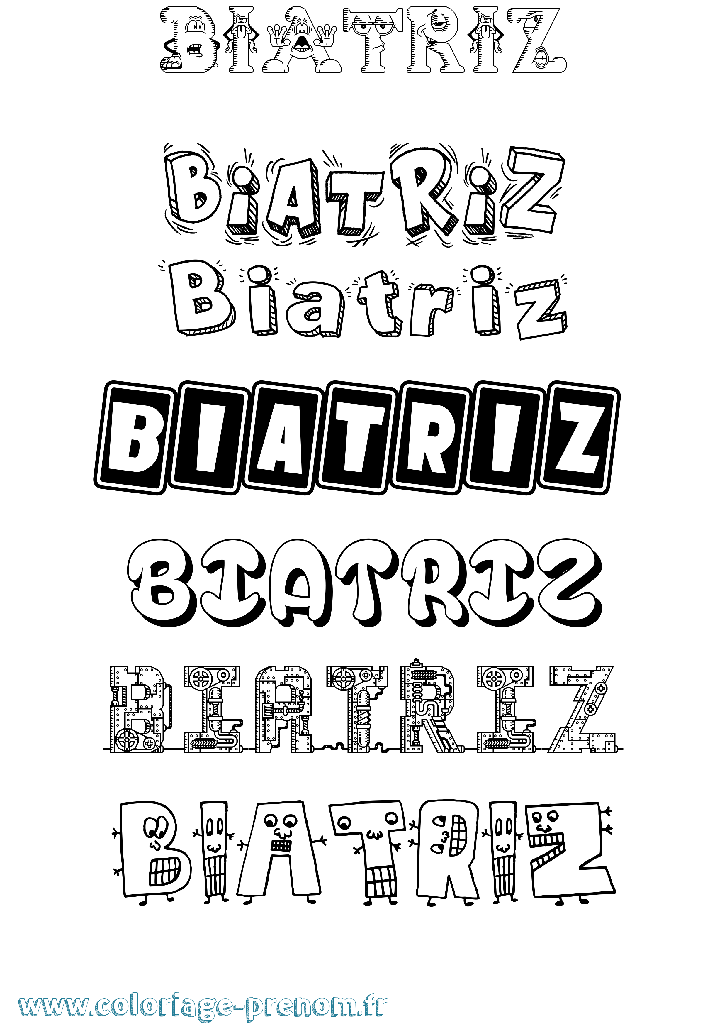 Coloriage Biatriz Fun Coloriage prénom Biatriz Fun