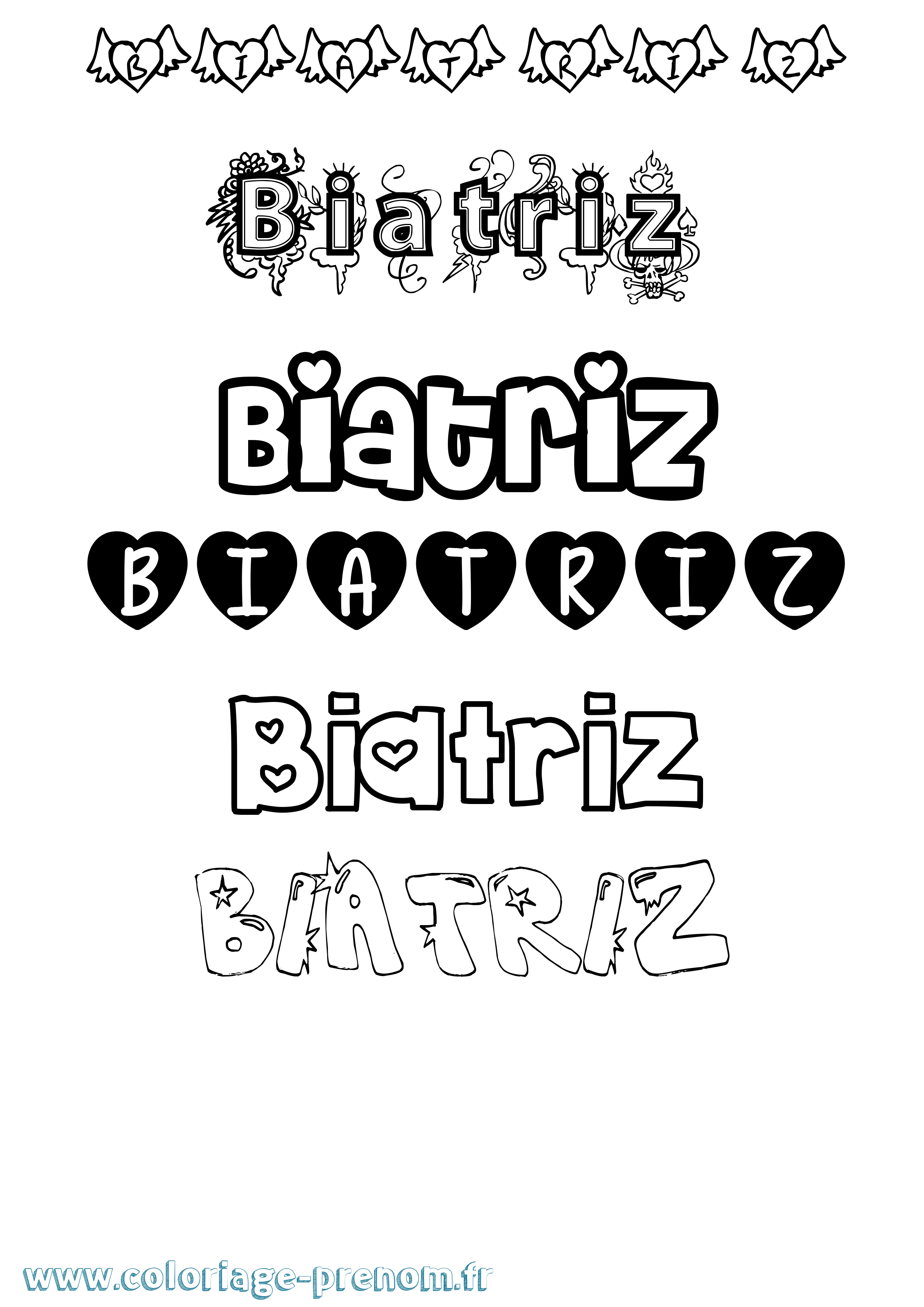 Coloriage Biatriz Girly Coloriage prénom Biatriz Girly
