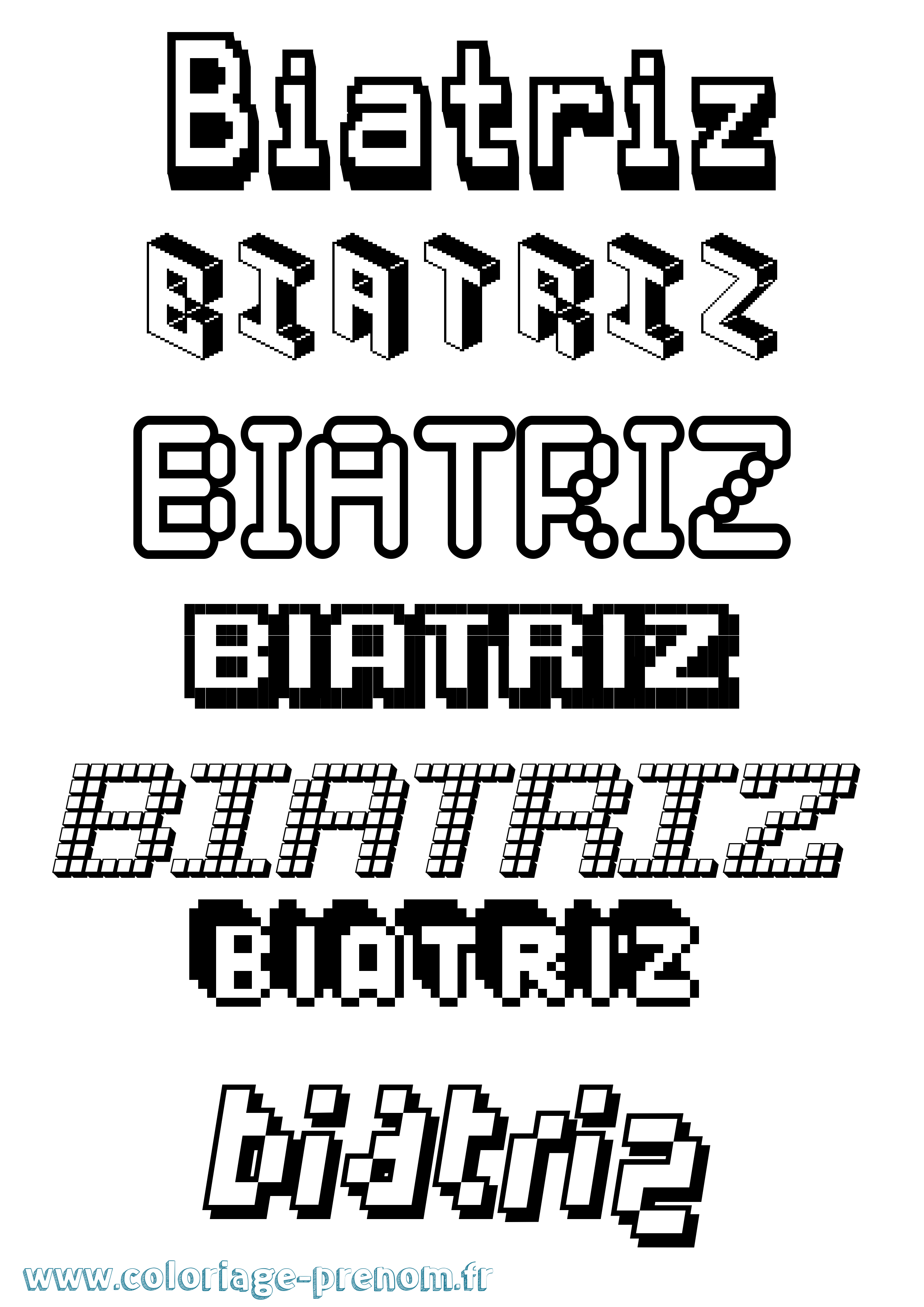 Coloriage Biatriz Pixel Coloriage prénom Biatriz Pixel
