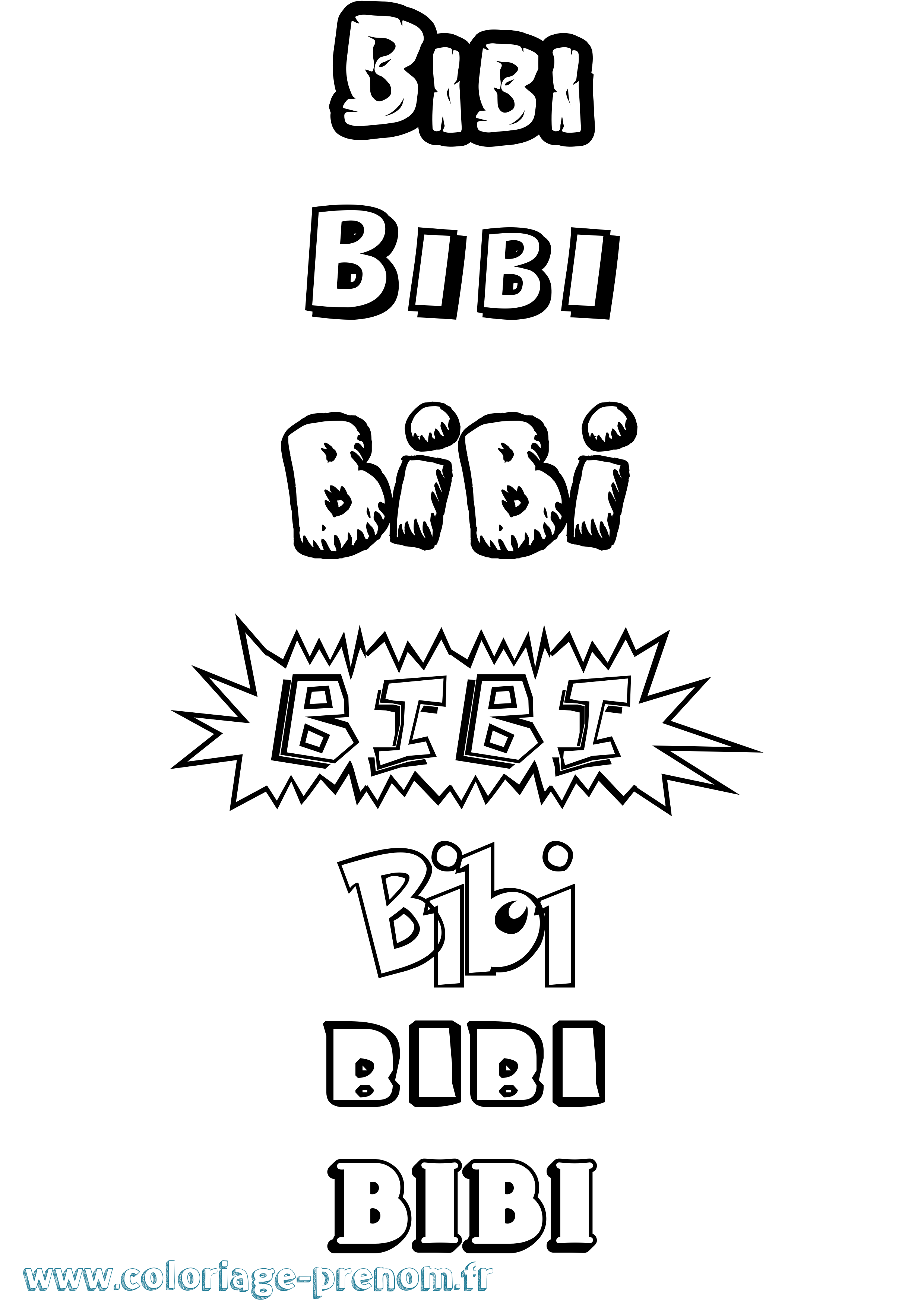 Coloriage Bibi Dessin Animé Coloriage prénom Bibi Dessin Animé
