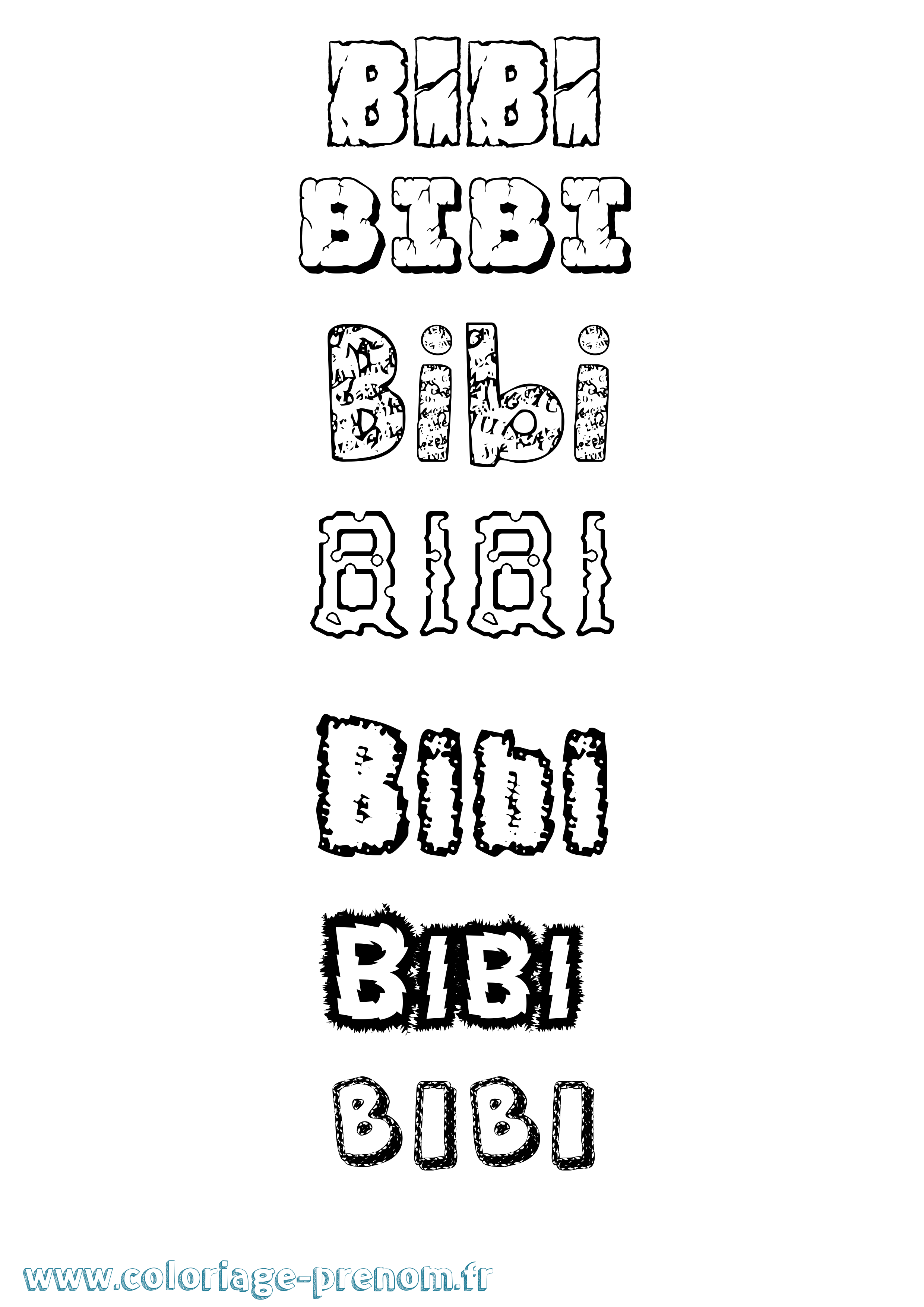 Coloriage Bibi Destructuré Coloriage prénom Bibi Destructuré