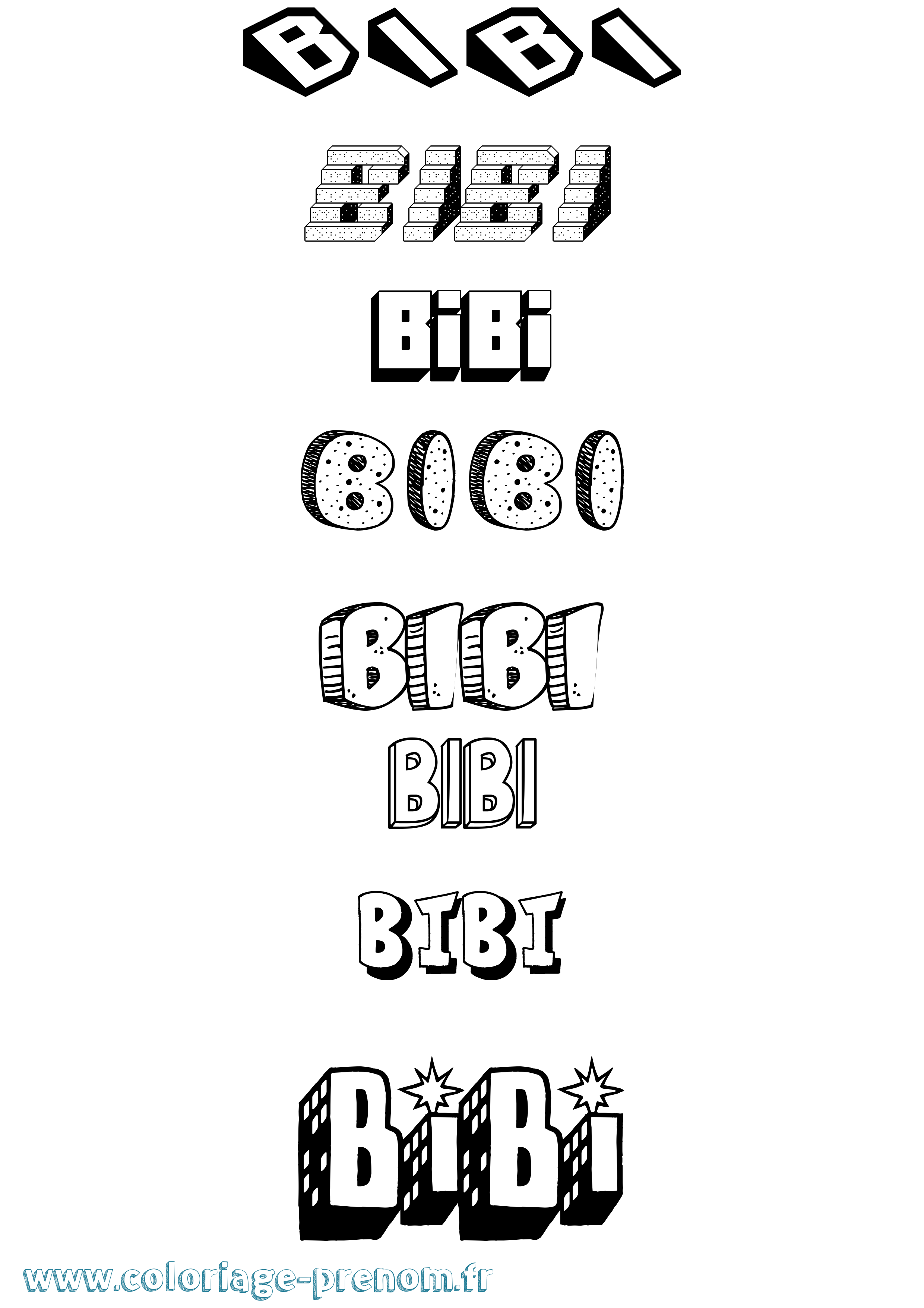 Coloriage Bibi Effet 3D Coloriage prénom Bibi Effet 3D